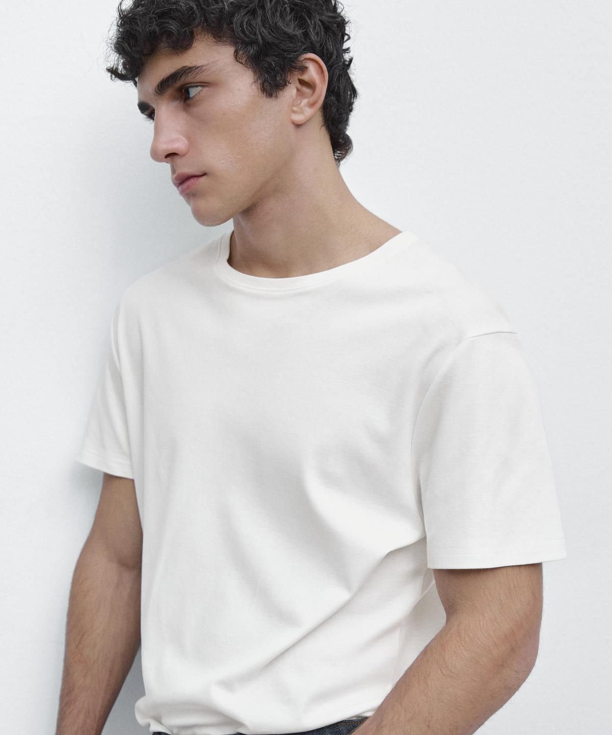마시모두띠(MASSIMO DUTTI) 100% 머서라이즈 코튼 티셔츠