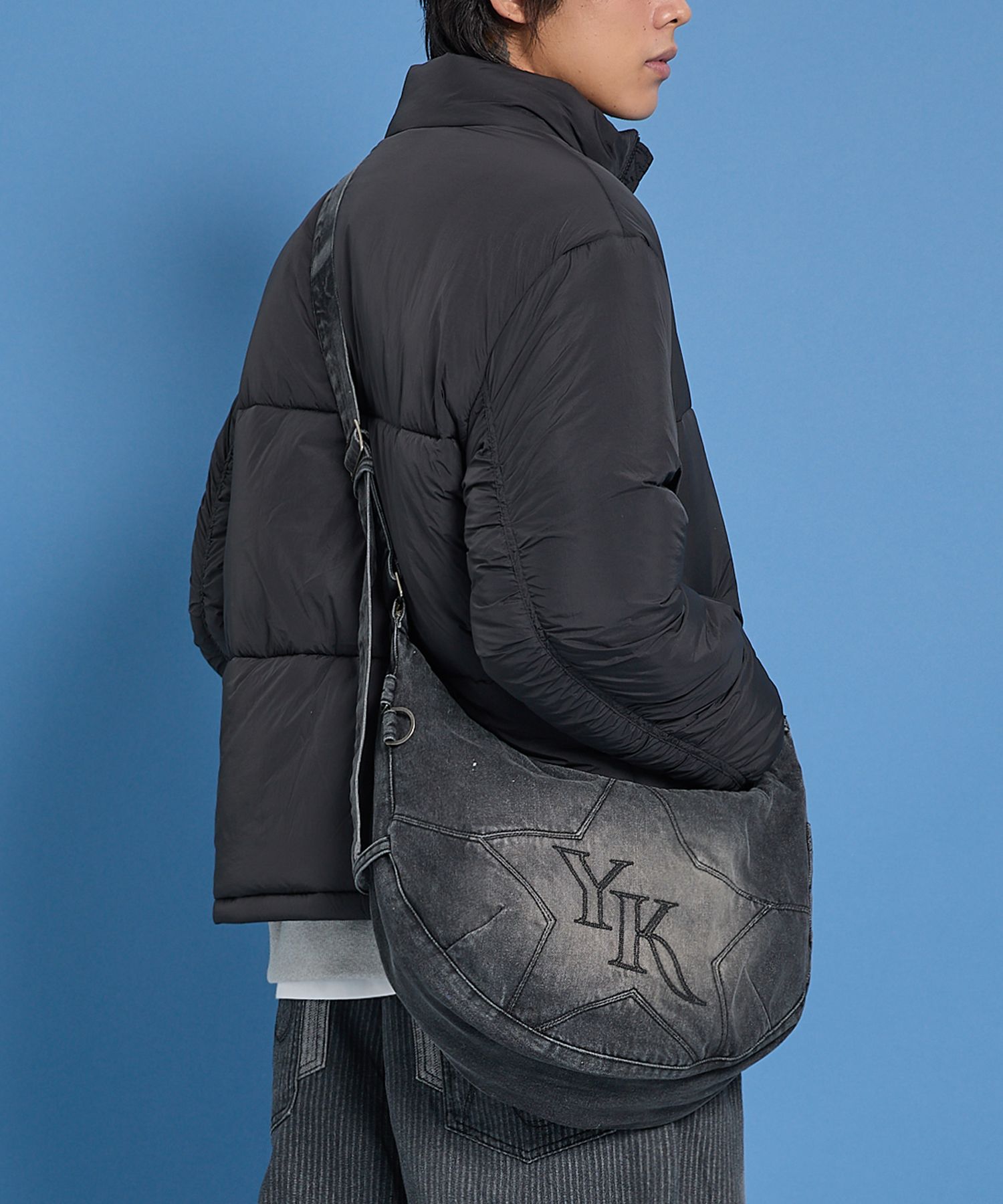 【WAIKEI】Star Denim Crossbag Yellow Washed ２色 Star Denim Crossbag Yellow Washed DEEP BLUE - waikei