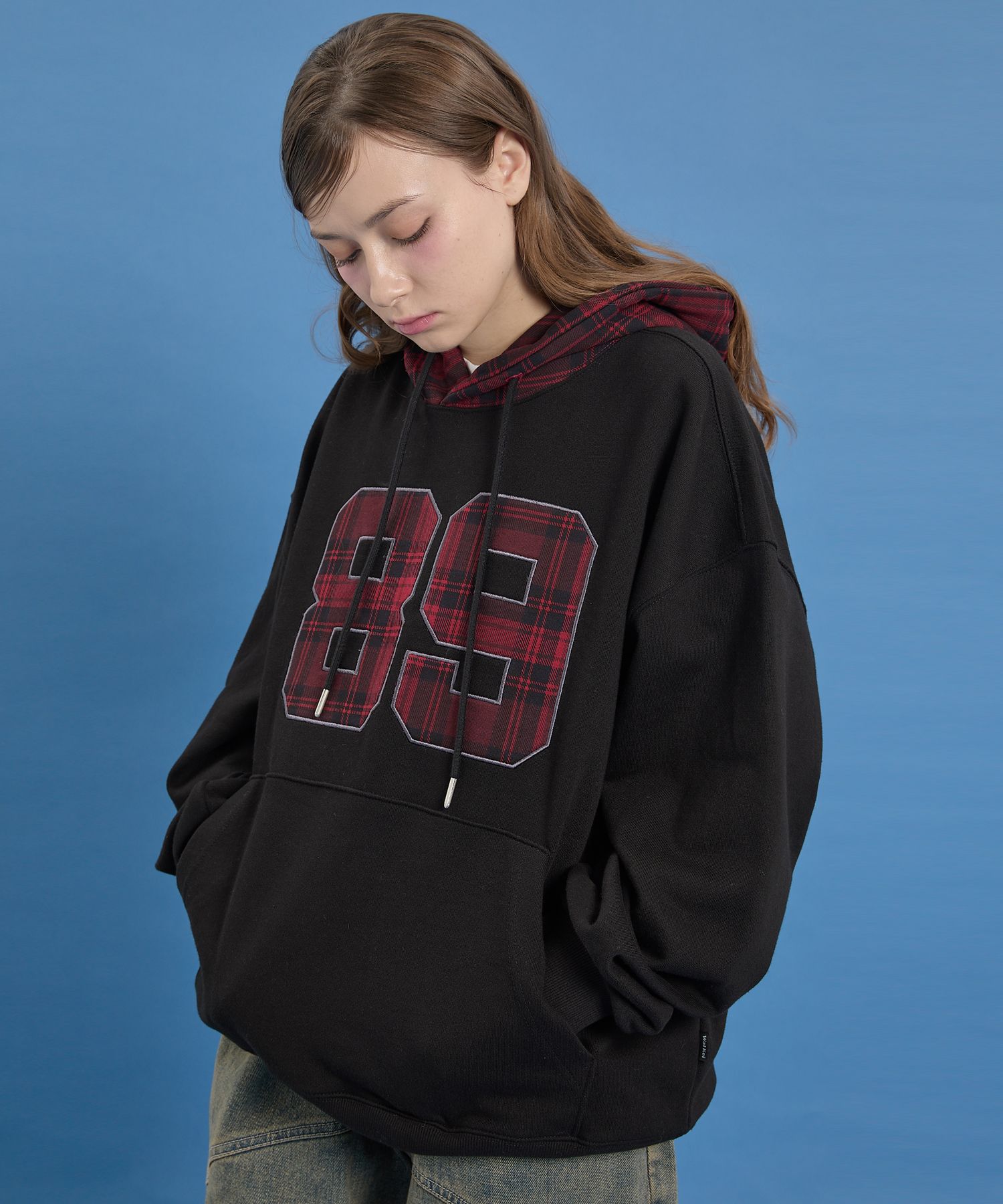 MUSINSA公式 | WAI KEI Colorblock 89 Logo Check Hoodie Black