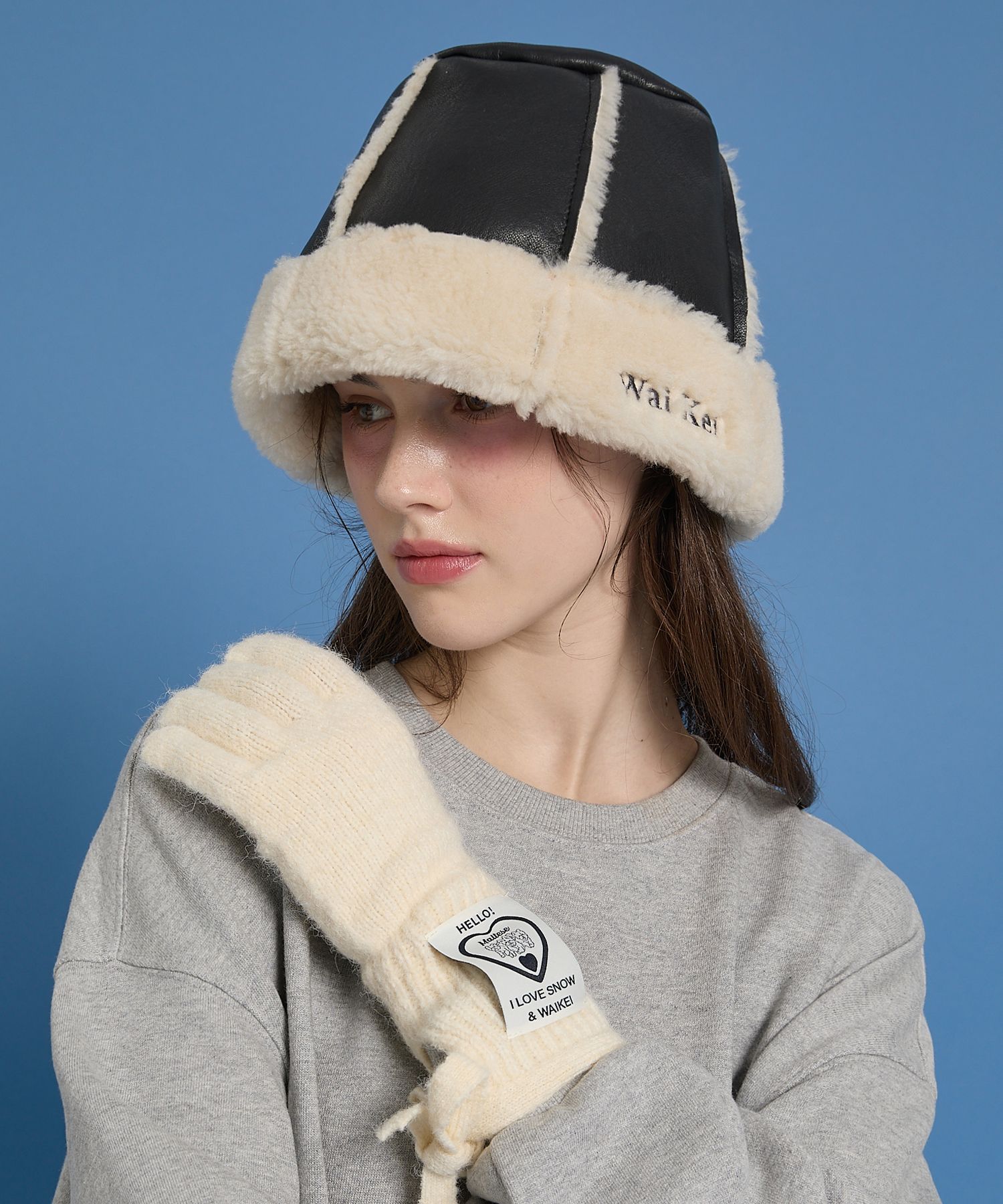 ★Wai Kei★ Artificial Mustang Bucket Hat Ivory YKBD03AC18-1 MUSINSA | WAI KEI Artifical Mustang Bucket Hat Black
