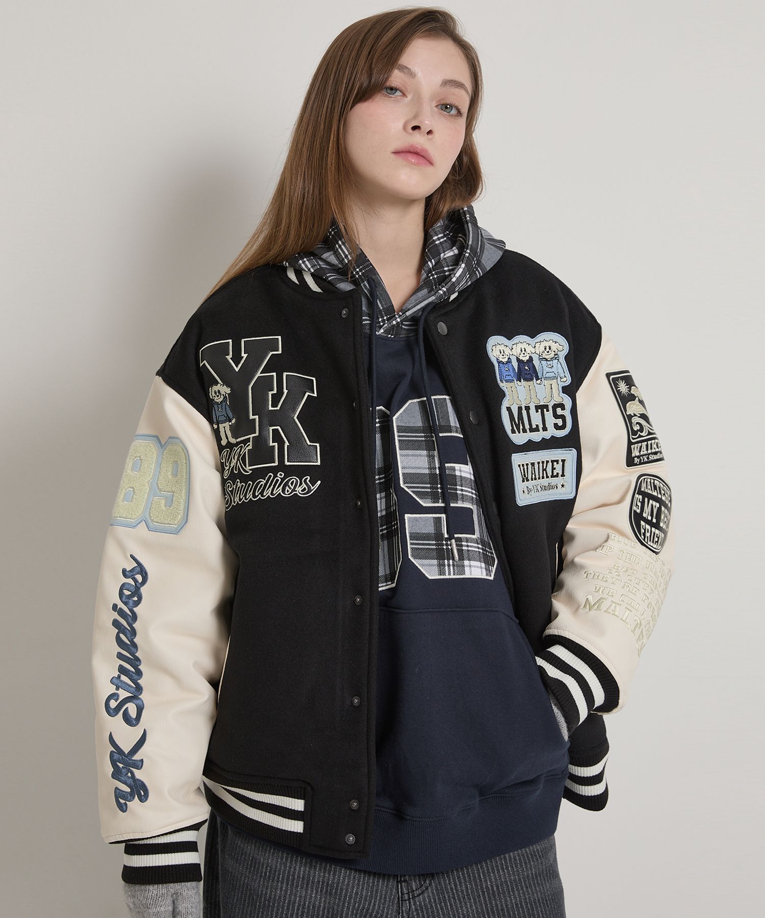 MUSINSA公式 | WAI KEI MLTS Varsity Jacket Black
