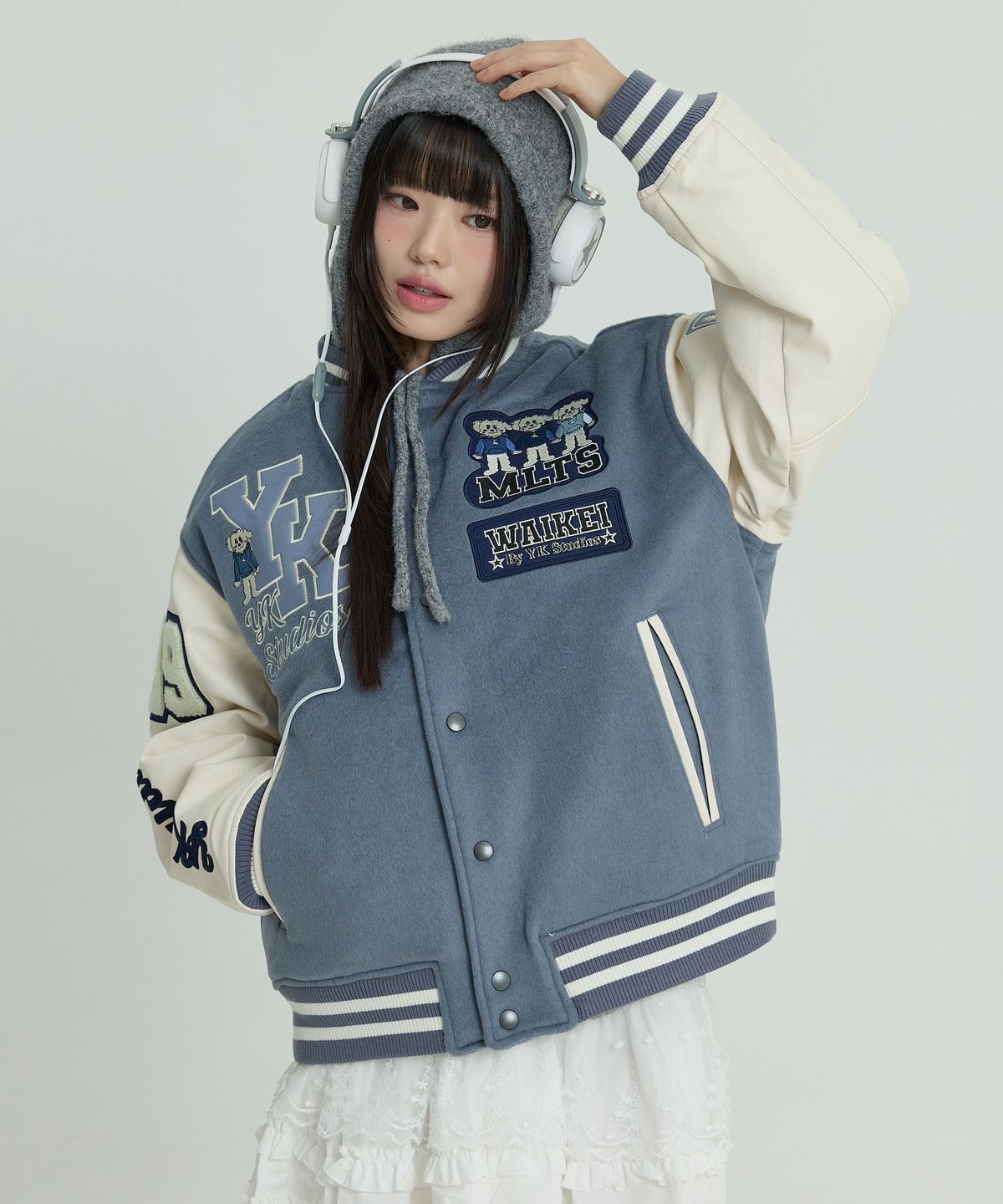 와이케이(WAIKEI) MLTS 바시티 자켓 스카이블루