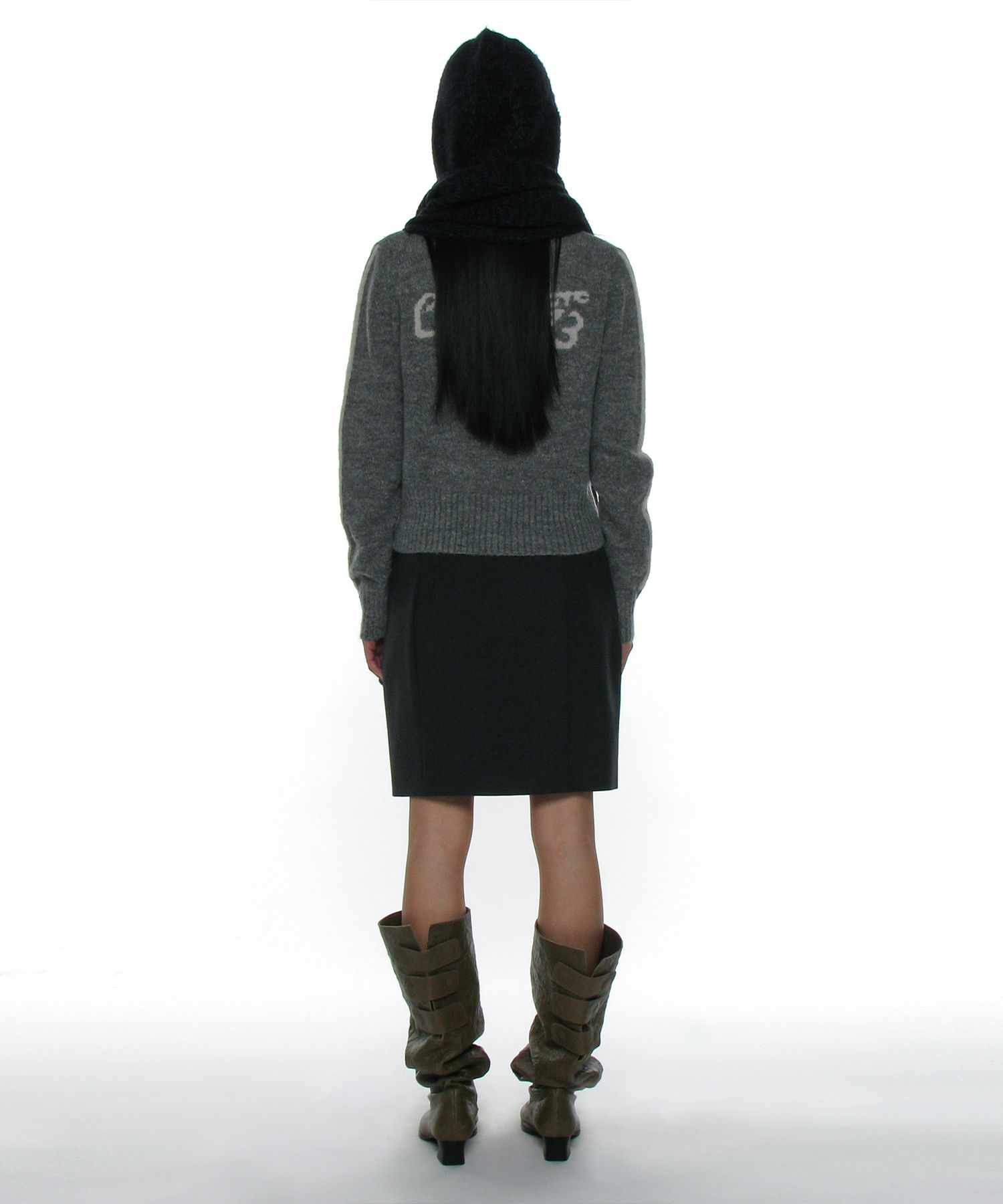 MUSINSA | PARTIMENTO WOMEN Hooded Pocket Knit Muffler_Navy