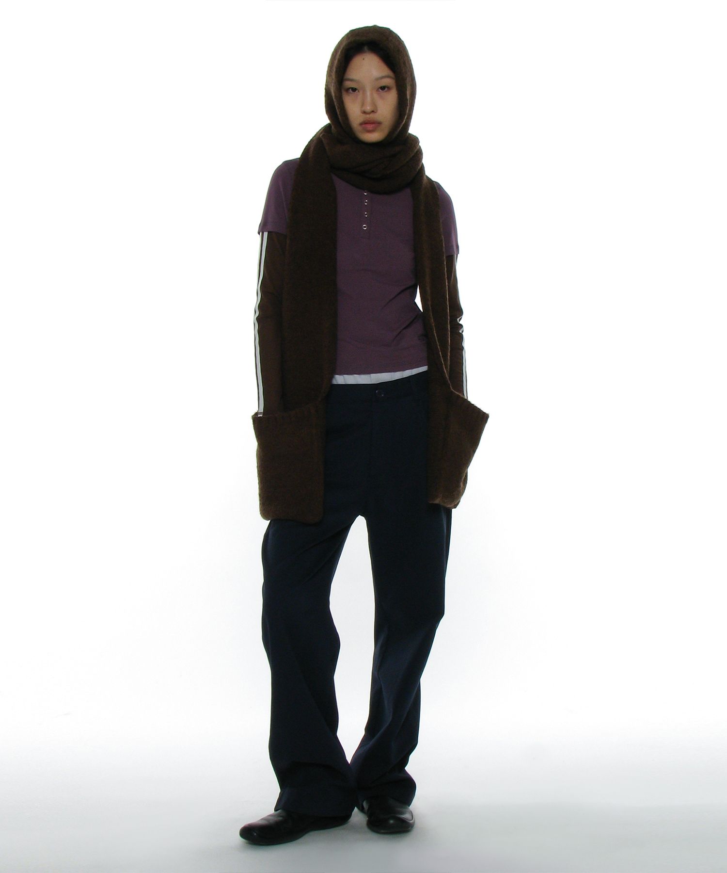 ◇PARTIMENTO◇ HOODED POCKET KNIT MUFFLER_BROWN MUSINSA | PARTIMENTO WOMEN Hooded Pocket Knit Muffler_Brown