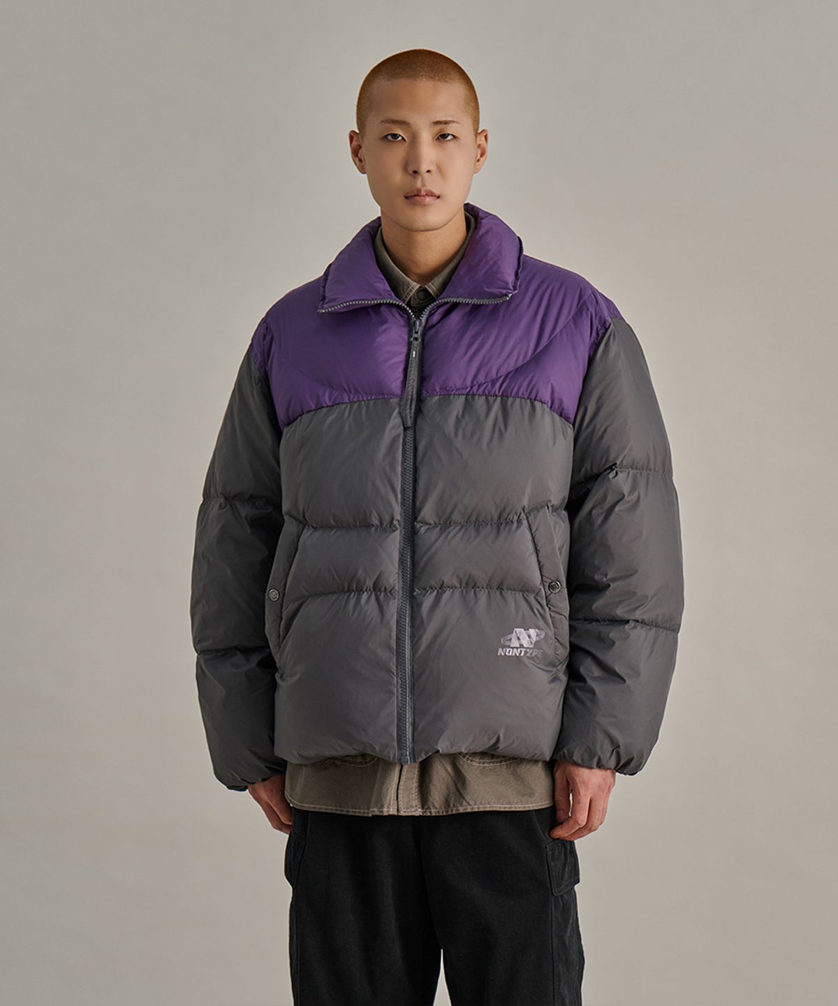 논타입(NONTYPE) CURVED DIVISION PUFFER DOWN (GREY)