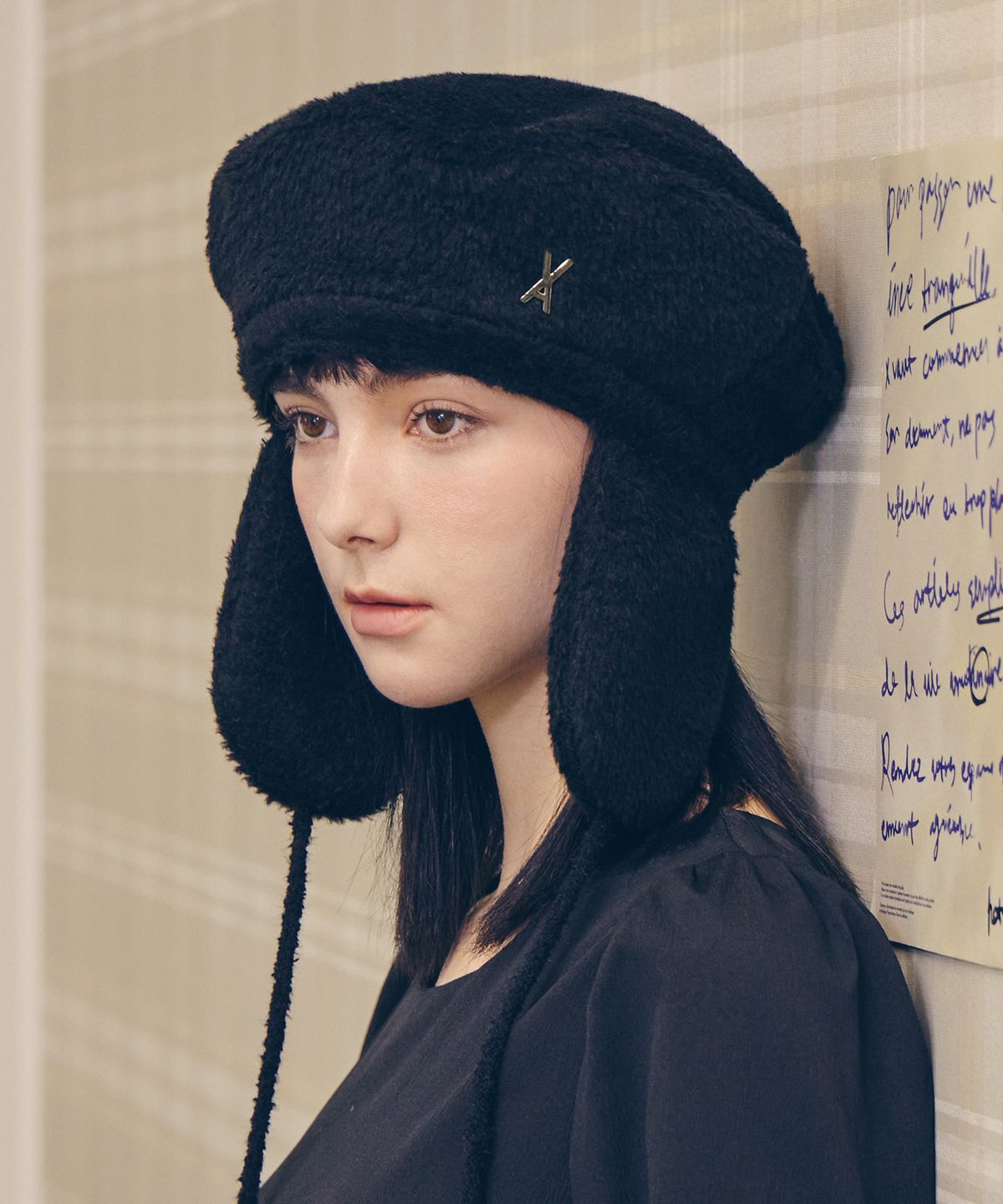 바잘(VARZAR) VA 스터드 플라이 울 베레모 블랙