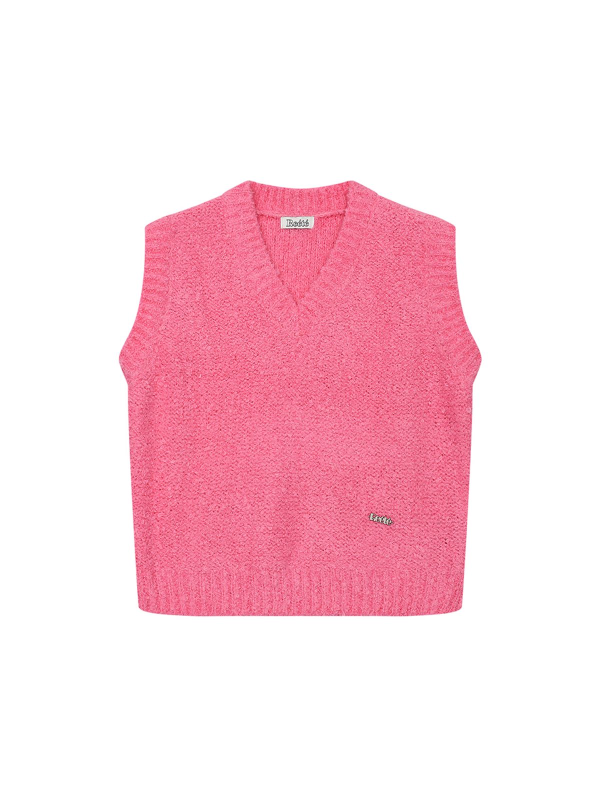 리에떼(REETE) v-neck boukle crop knit vest-U1C45KVT030- U1C45KVT030