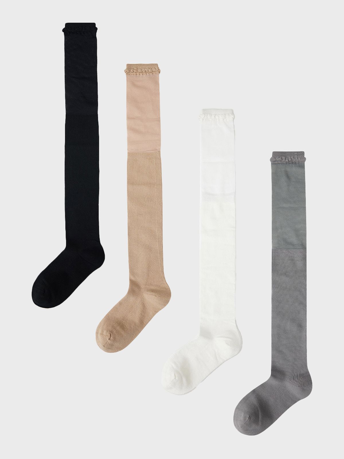 티에스에이치(TSH) 시스루 디테일 니하이 삭스 4colors [2PACK]