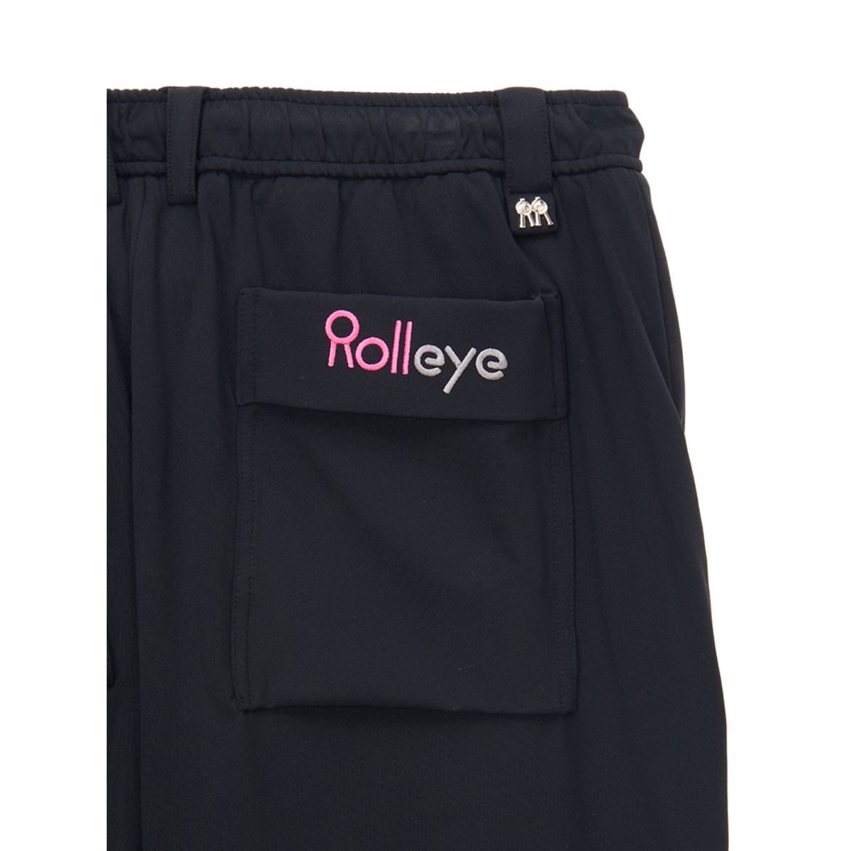 롤링롤라이(ROLLINGROLLEYE) 롤롤 슬라이드 팬츠 블랙 핑크로고 Roll Roll Slide Pants Black Pink Logo