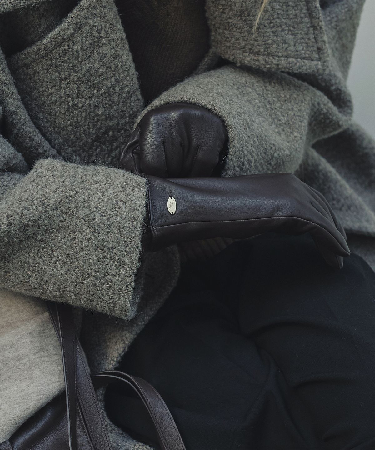 프롬웨얼(FROMWHERE) Leather Gloves Brown