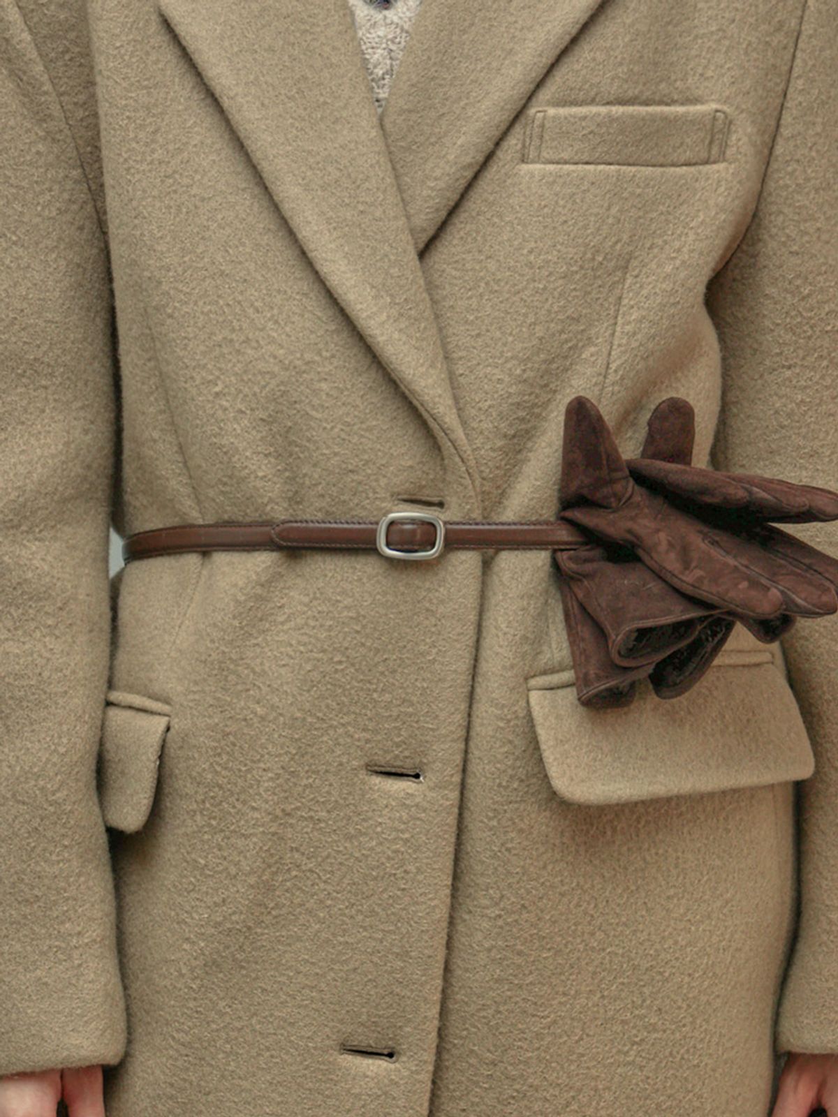 프롬웨얼(FROMWHERE) Suede Gloves Brown