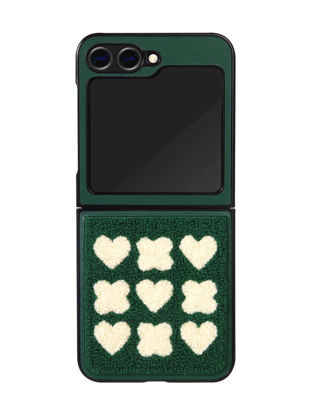 디자인스킨(DESIGNSKIN) 갤럭시Z 뉴 부클 패턴 케이스-하트/네잎클로버