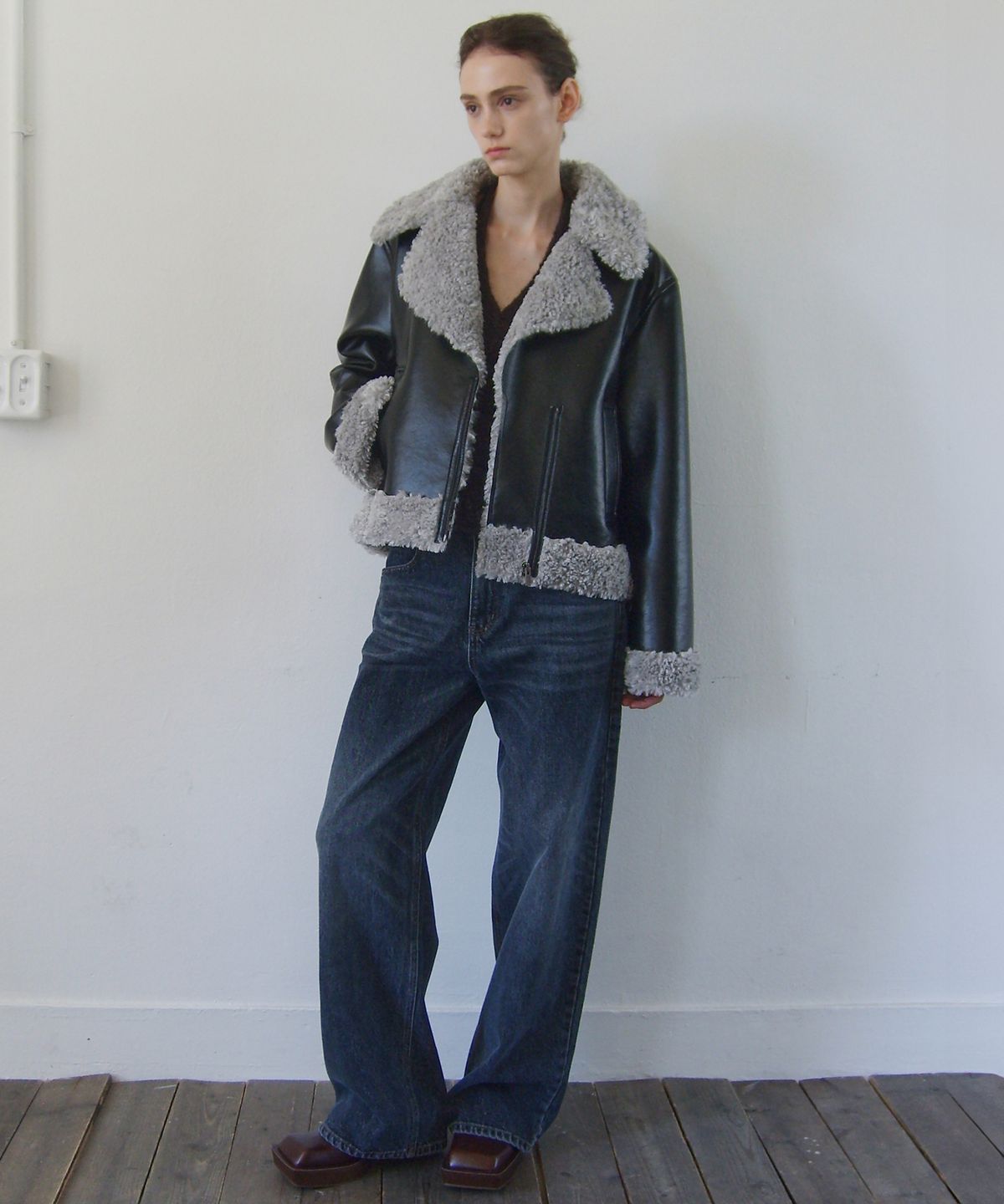 엔오르(EN OR) TAILORED SHEARING JACKET - BLACK