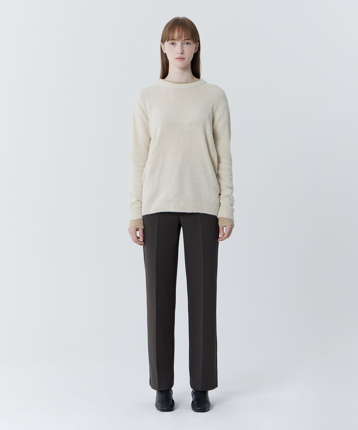 줄리아페페(JULIAPEPE) Semi Wide Hidden Banding Slacks (Charcoal)
