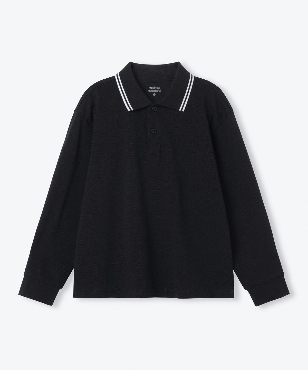 무신사 스탠다드 키즈(MUSINSA STANDARD KIDS) 프레피 긴소매 피케 폴로 셔츠 [블랙]