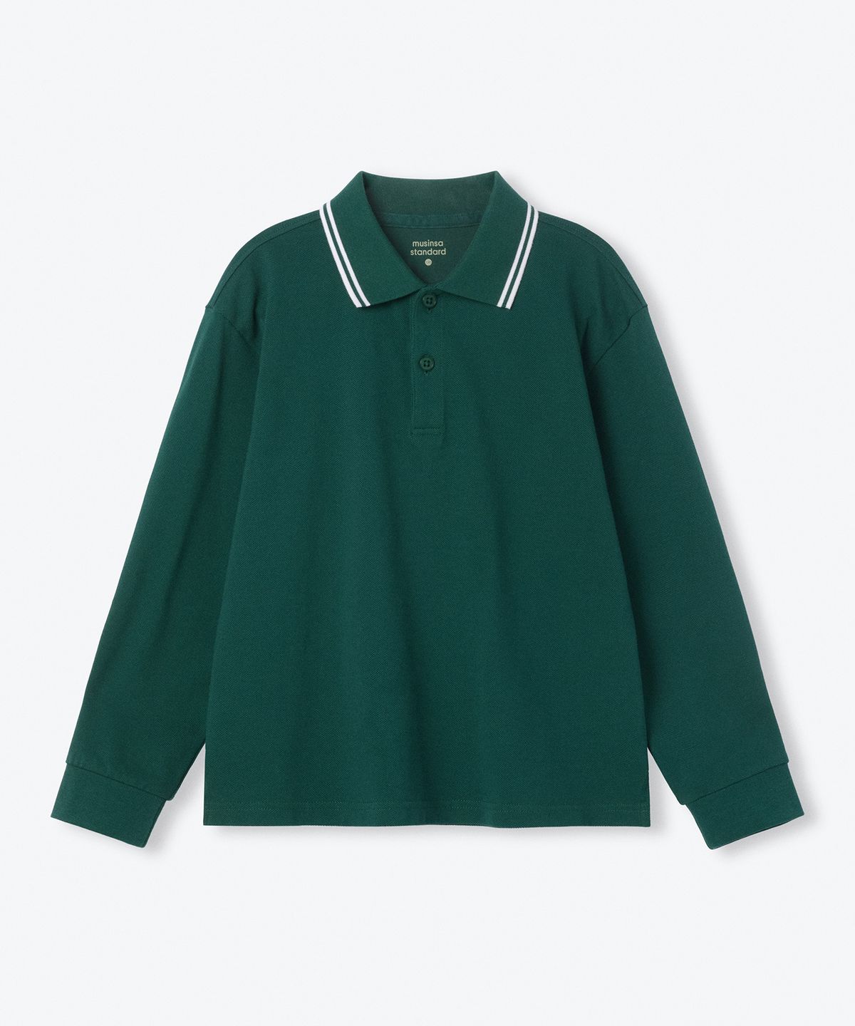 무신사 스탠다드 키즈(MUSINSA STANDARD KIDS) 프레피 긴소매 피케 폴로 셔츠 [그린]