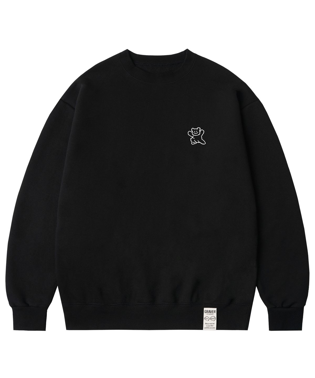 그레이버(GRAVER) [UNISEX]스몰 라인 베어스마일 맨투맨_블랙