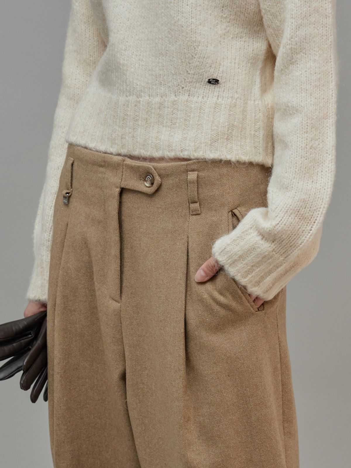 프롬웨얼(FROMWHERE) Wool Two-Way Wide Pants Beige