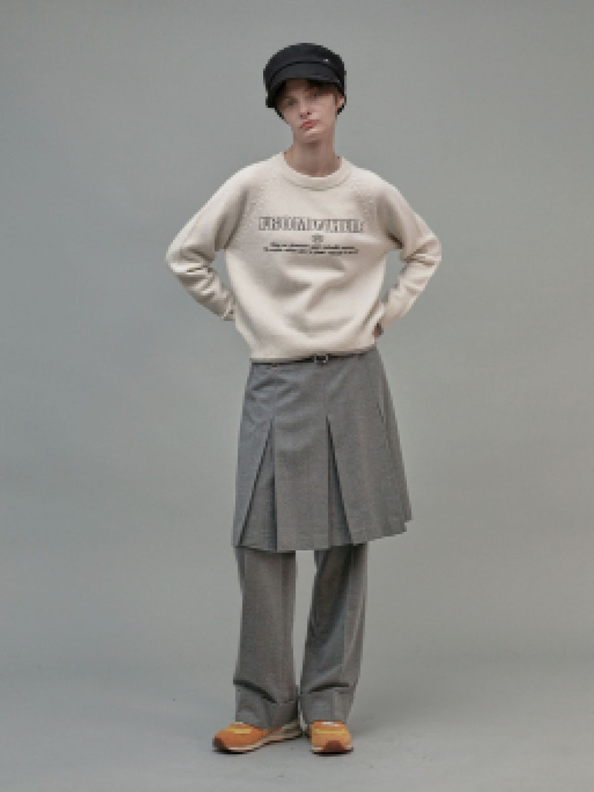 프롬웨얼(FROMWHERE) Embroidery Wool Sweater Cream