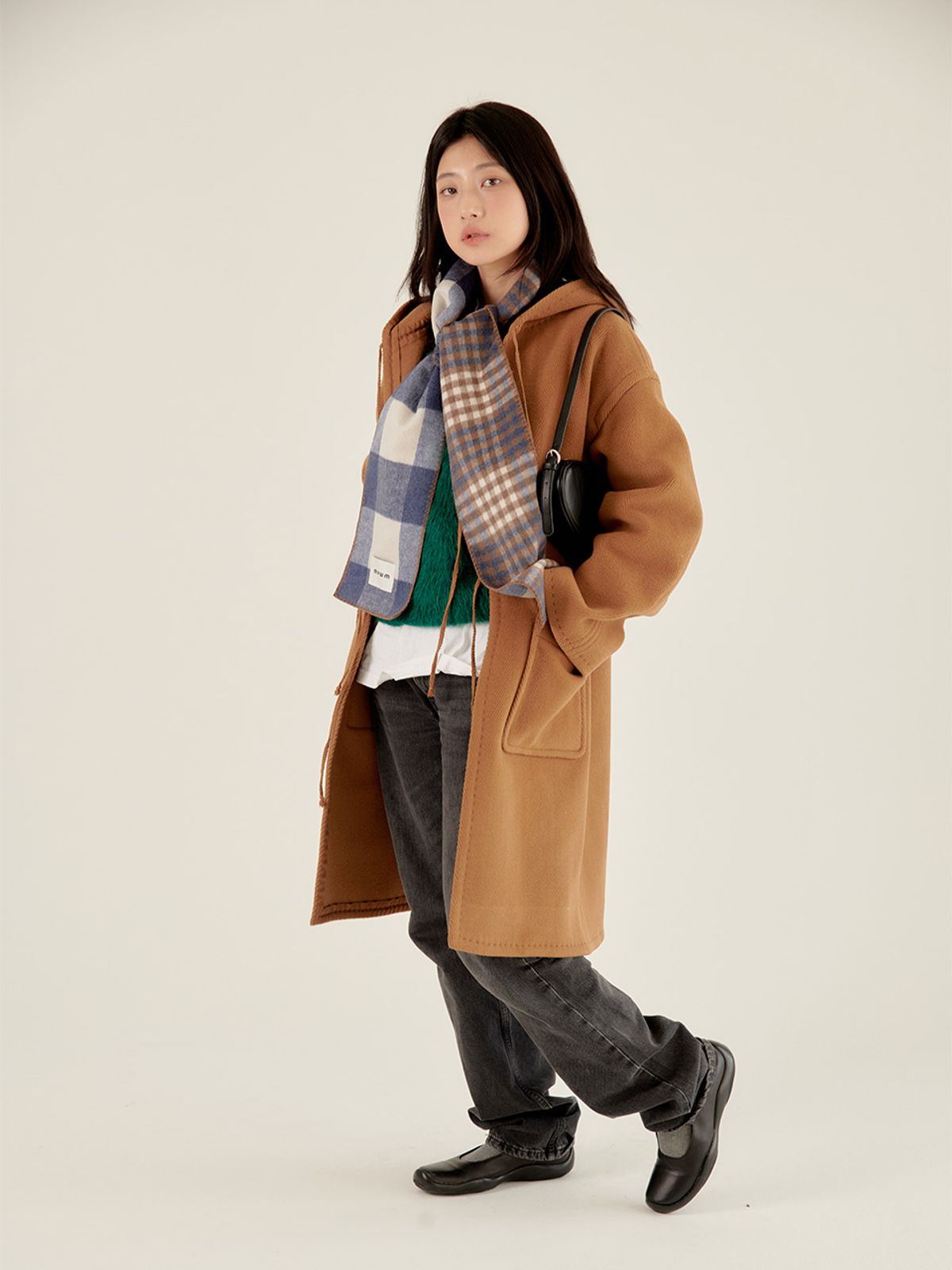 무음(MUWM) 리버시블 체크 머플러 Reversible Check Muffler (Blue Brown)