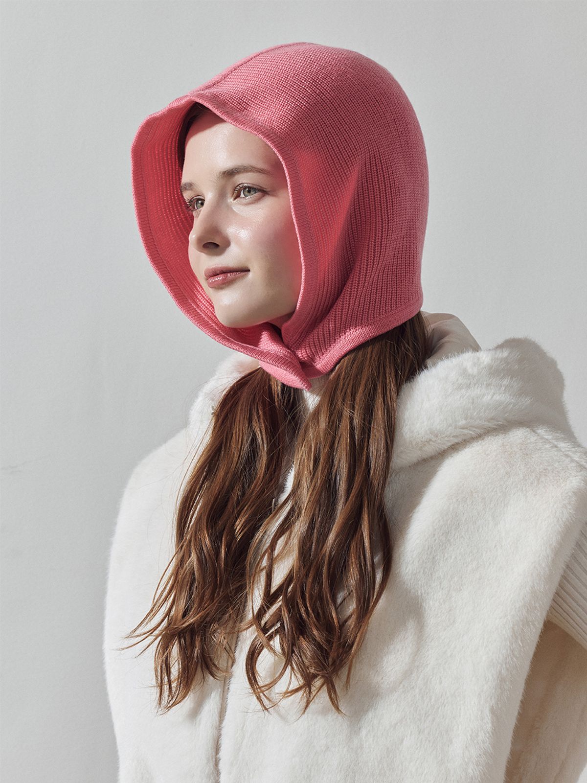 로드로아르(LORDLOAR) 니트 원버튼 바라클라바 PINK