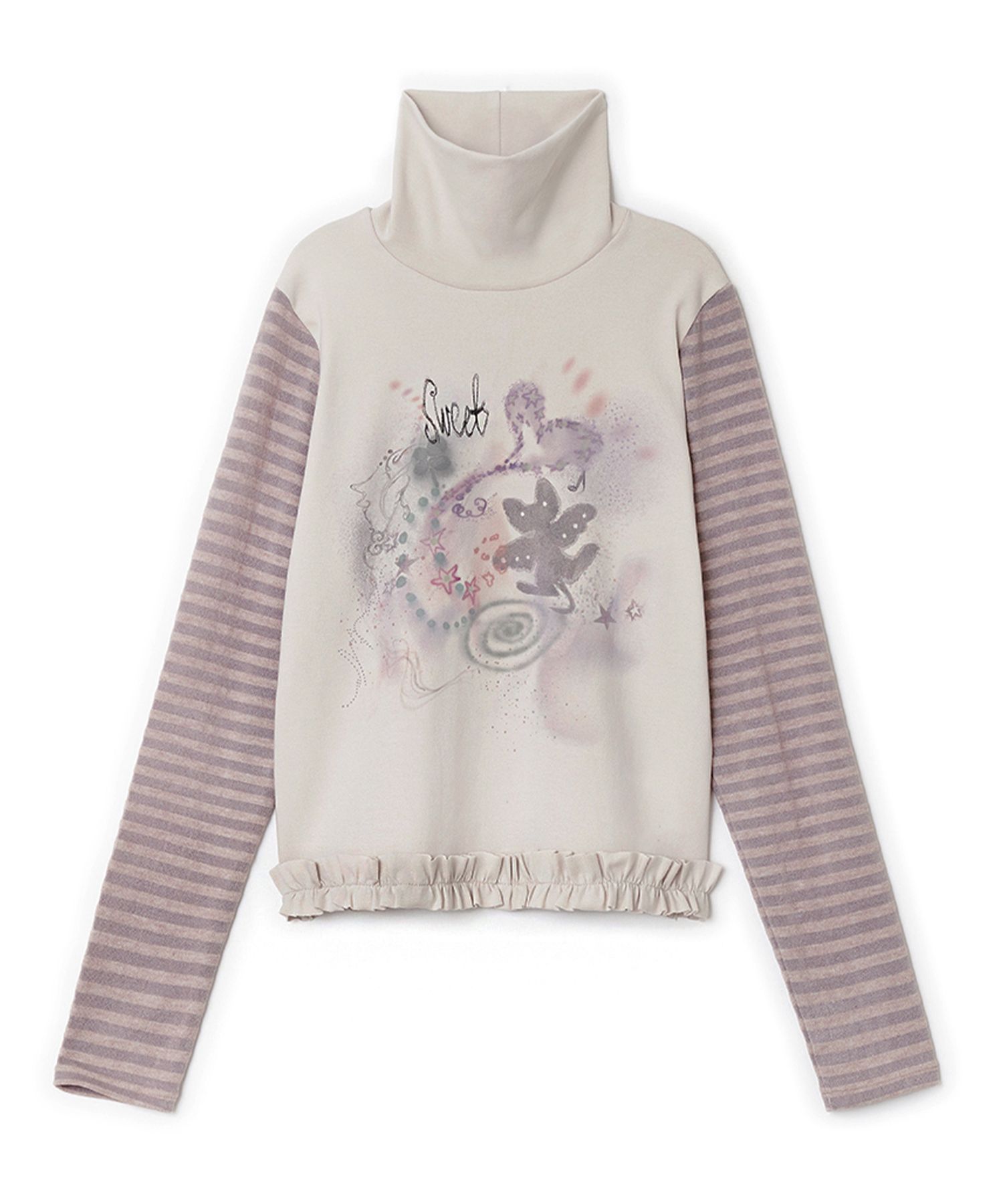 トップス hugyourskin Drawing frill pola top MUSINSA公式 | HUG YOUR SKIN Drawing Frill Polar Top (Beige Pink)