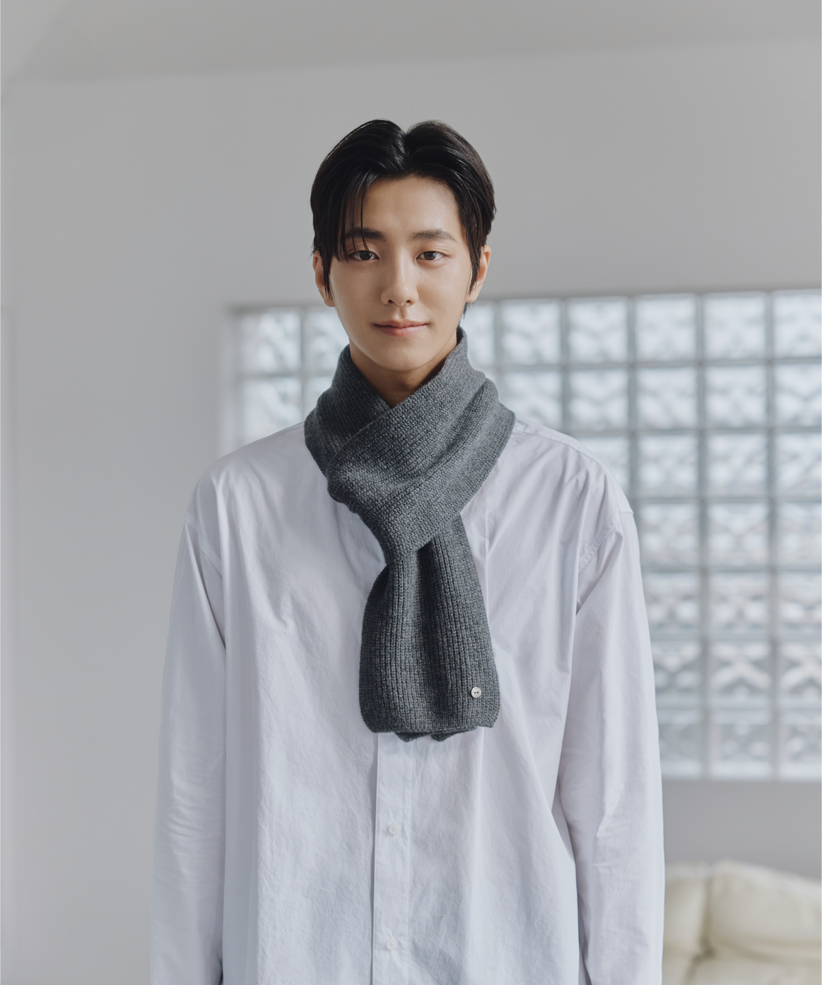 넌블랭크(NONBLANK) W100 숏 머플러_DARK GREY