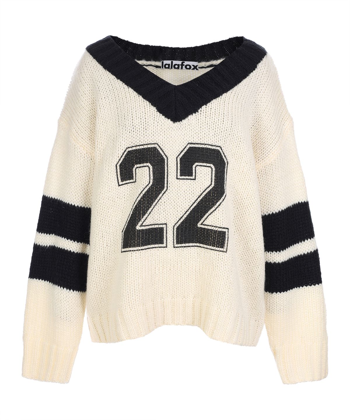 라라폭스(LALAFOX) V-NECK SPORTY KNIT IVORY BQ4KL006
