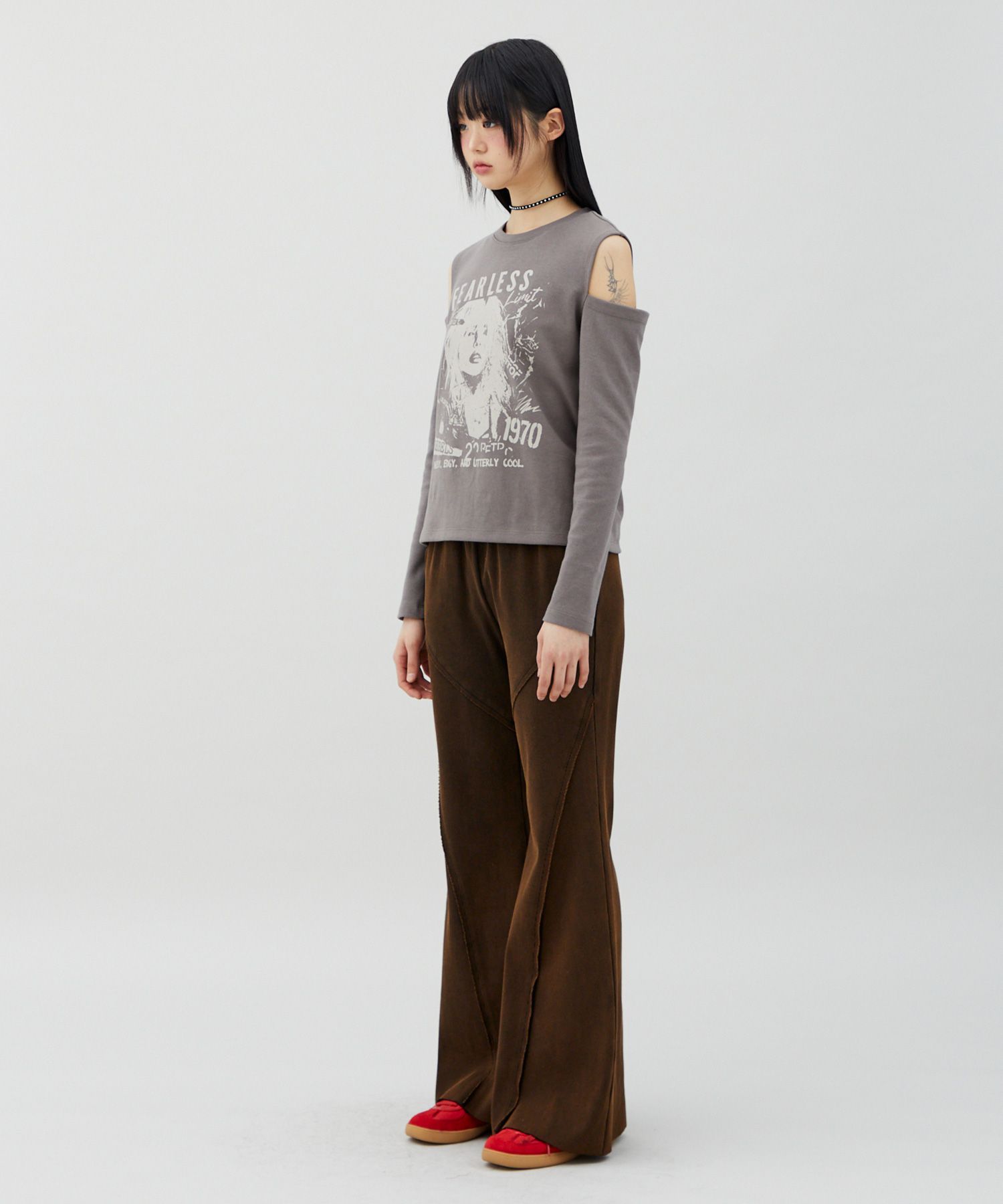MUSINSA | LALAFOX BOOTCUT SEAM LINE PANTS DARK BROWN BQ4CP003