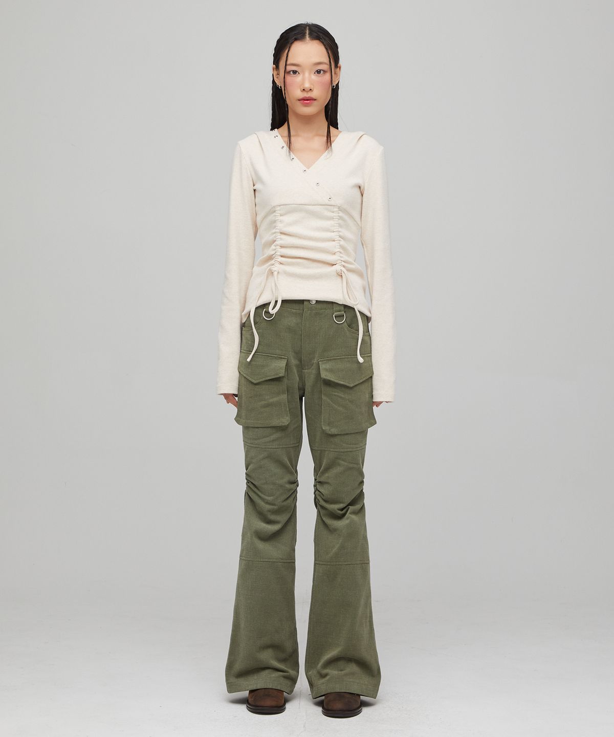 라라폭스(LALAFOX) BOOTCUT CARGO PANTS KHAKI BQ4WP009