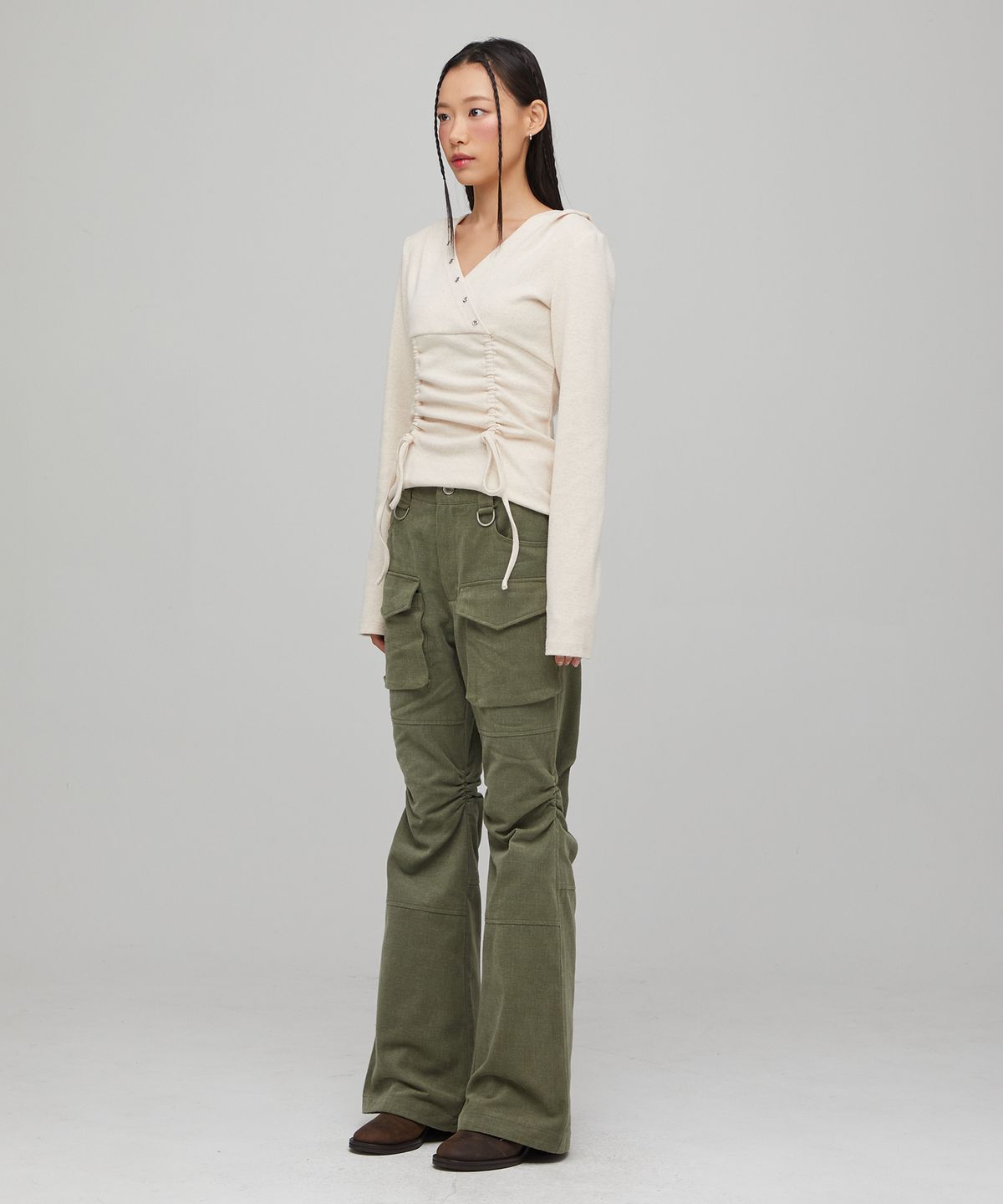 라라폭스(LALAFOX) BOOTCUT CARGO PANTS KHAKI BQ4WP009