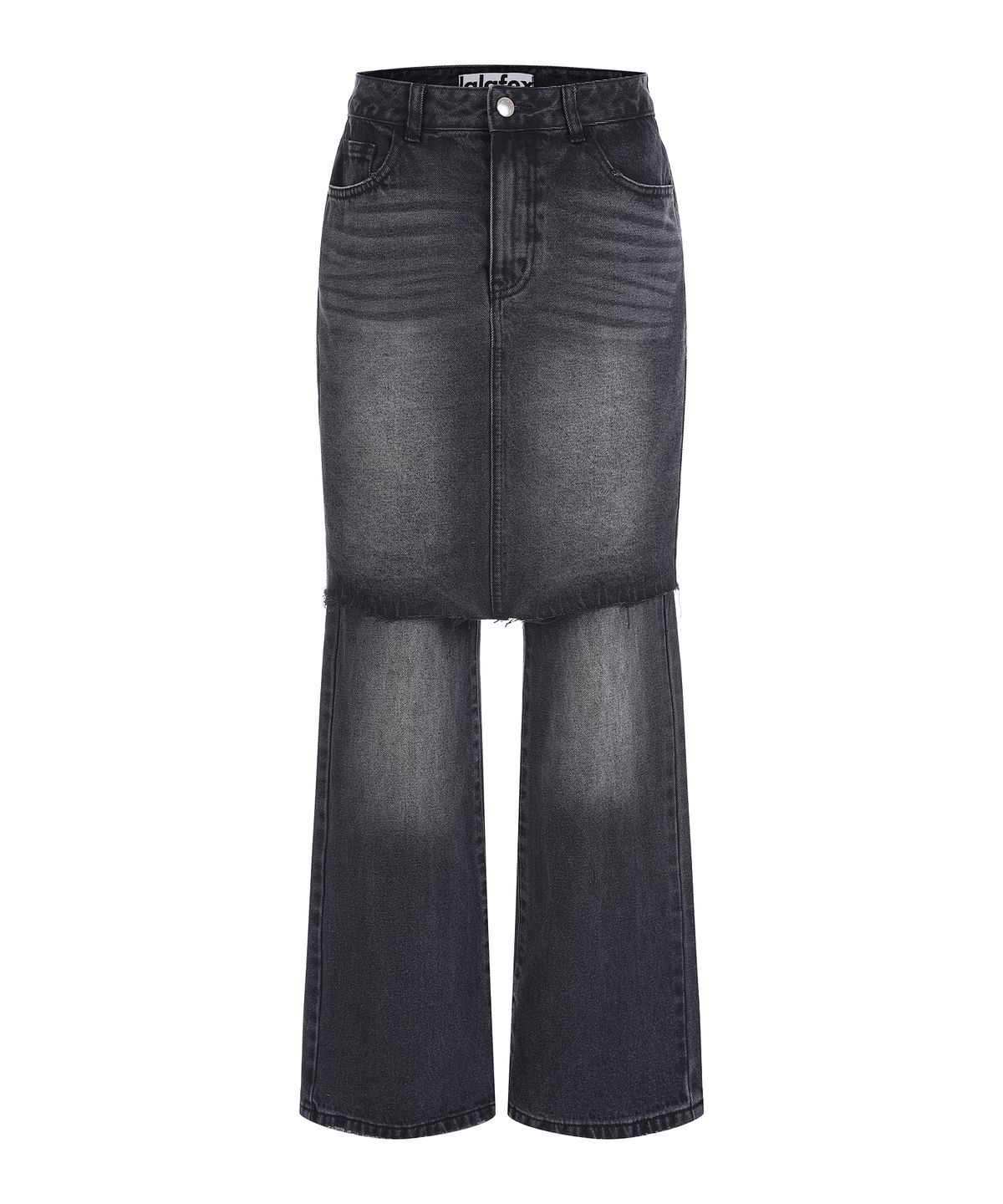 라라폭스(LALAFOX) BLACK DENIM MIDI SKIRT PANTS BLACK BQ4DP005