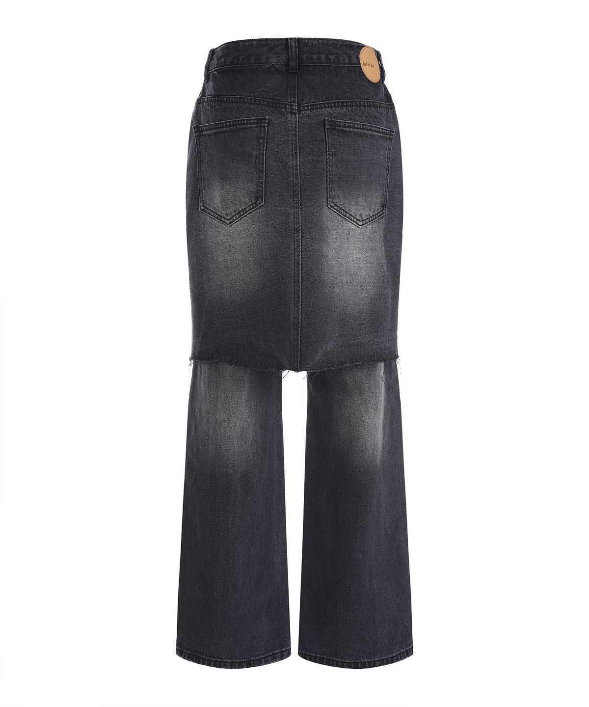 라라폭스(LALAFOX) BLACK DENIM MIDI SKIRT PANTS BLACK BQ4DP005