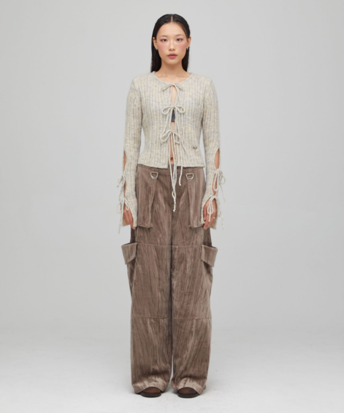 라라폭스(LALAFOX) PLEATS VELVET  CARGO PANTS BRONZE BQ4WP005