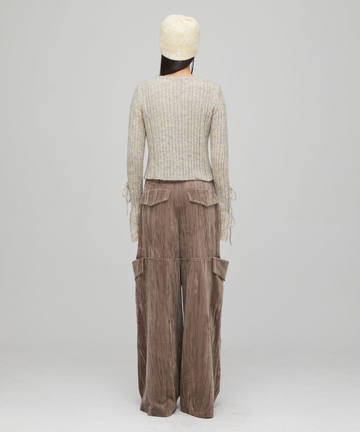 라라폭스(LALAFOX) PLEATS VELVET  CARGO PANTS BRONZE BQ4WP005