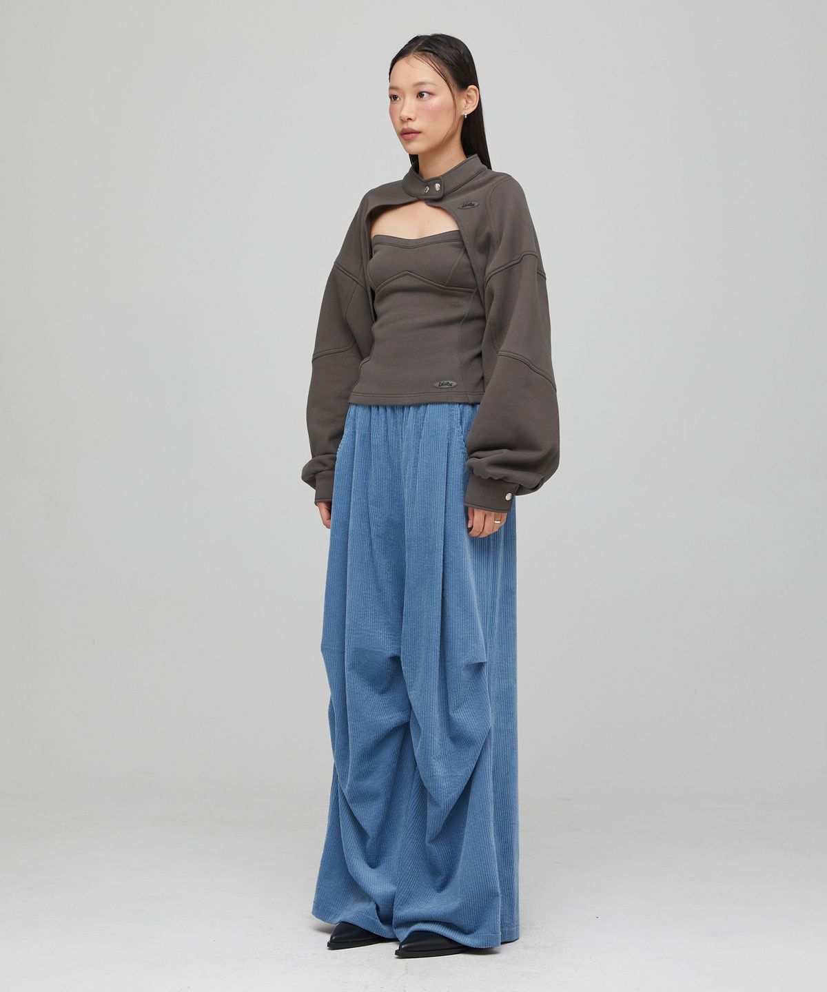라라폭스(LALAFOX) CORDUROY WIDE PANTS BLUE BQ4WP003