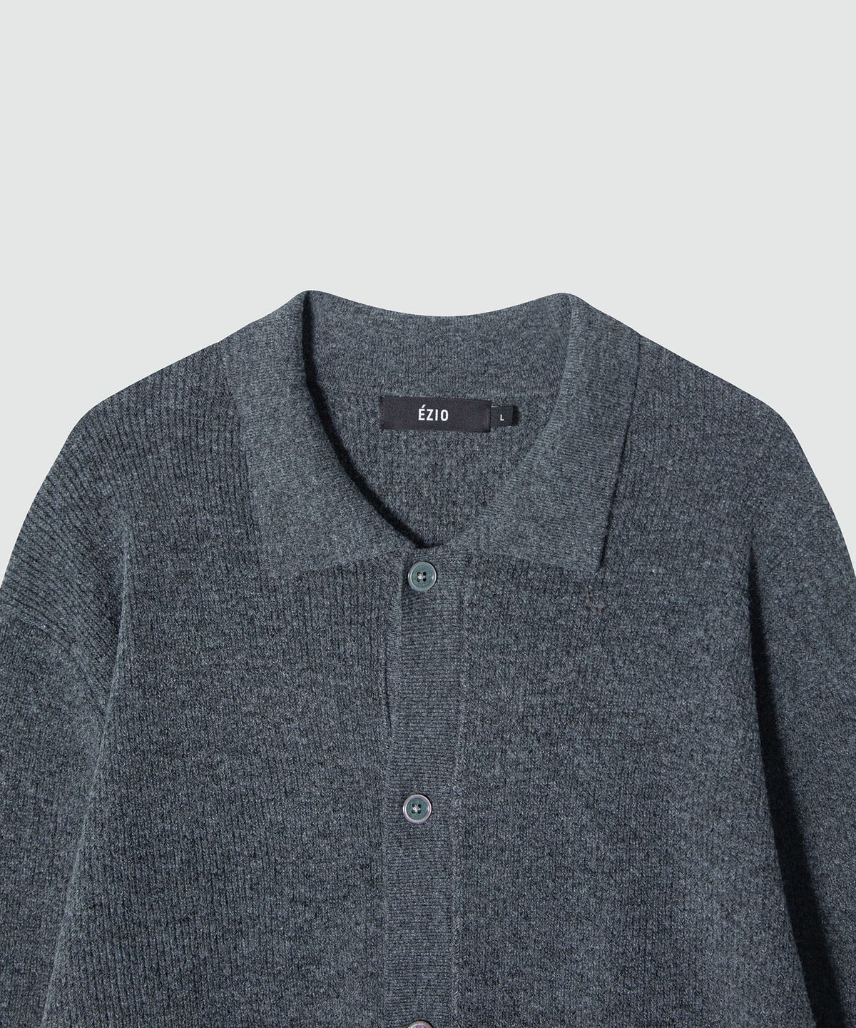 이지오(EZIO) Natural Collar Cardigan_Charcoal