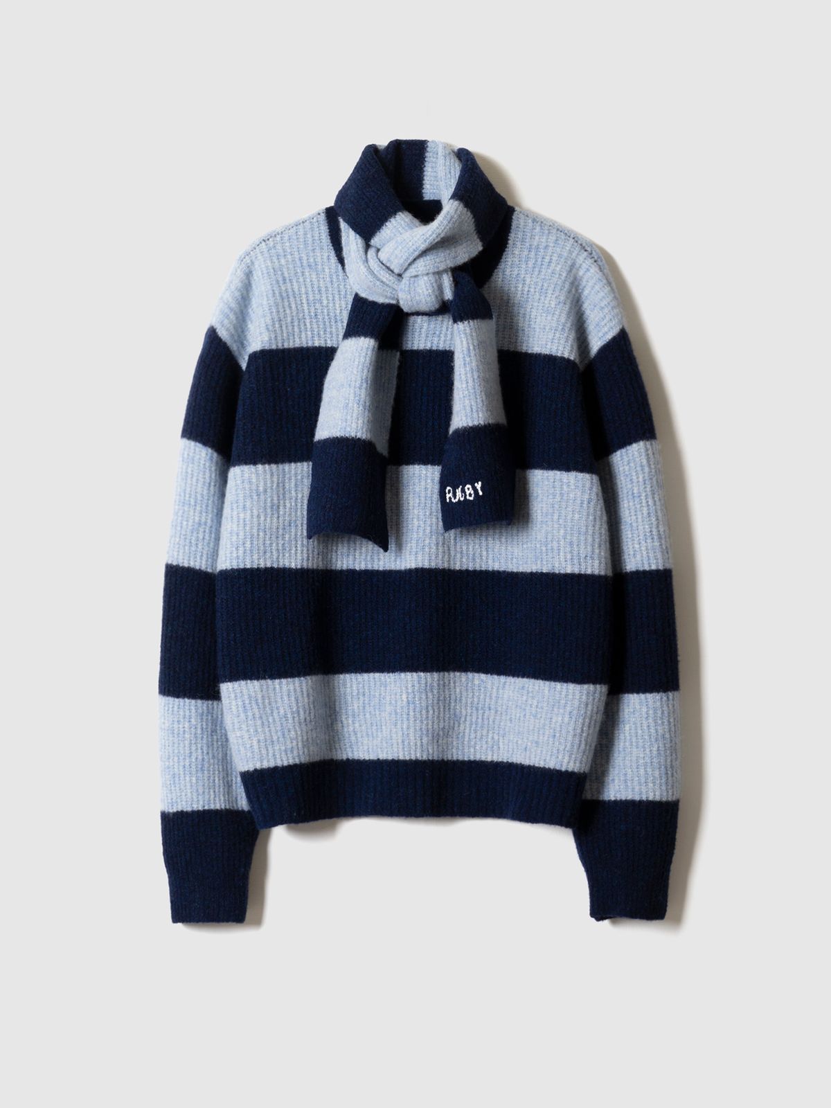 포커페이스(POKERFACE) BLOCK ROUND NECK KINT BLUE/NAVY