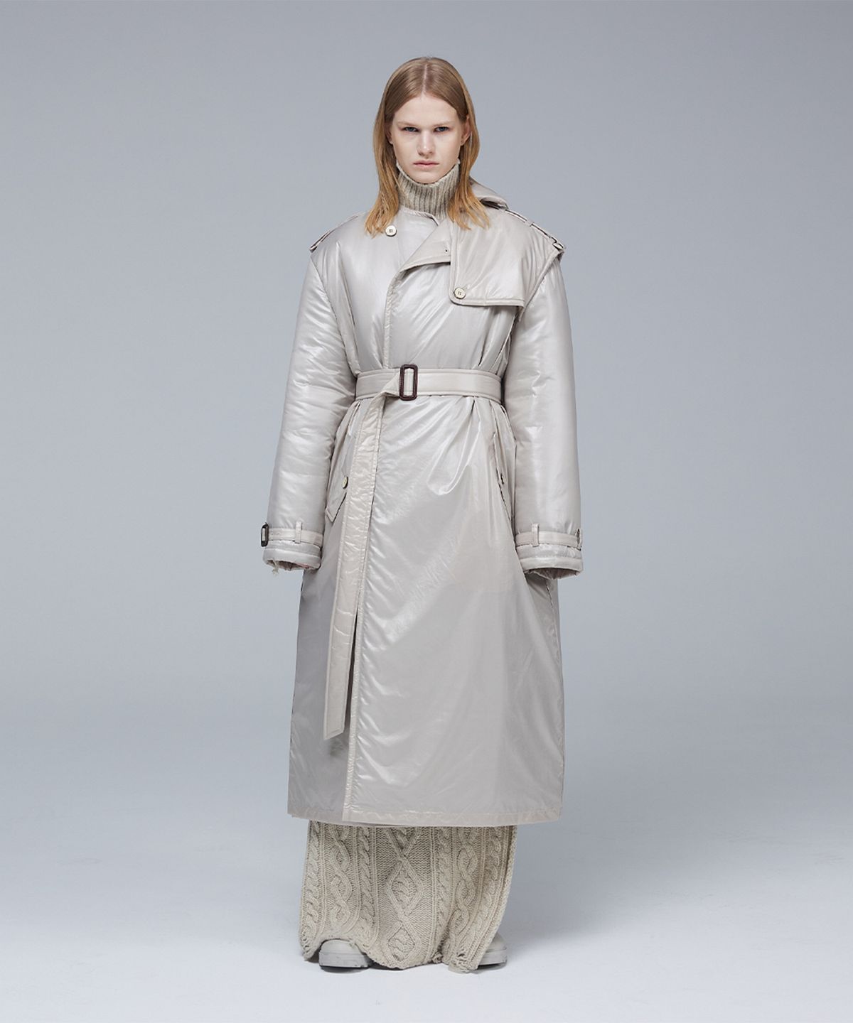 므아므(MMAM) Glossy padding trench coat