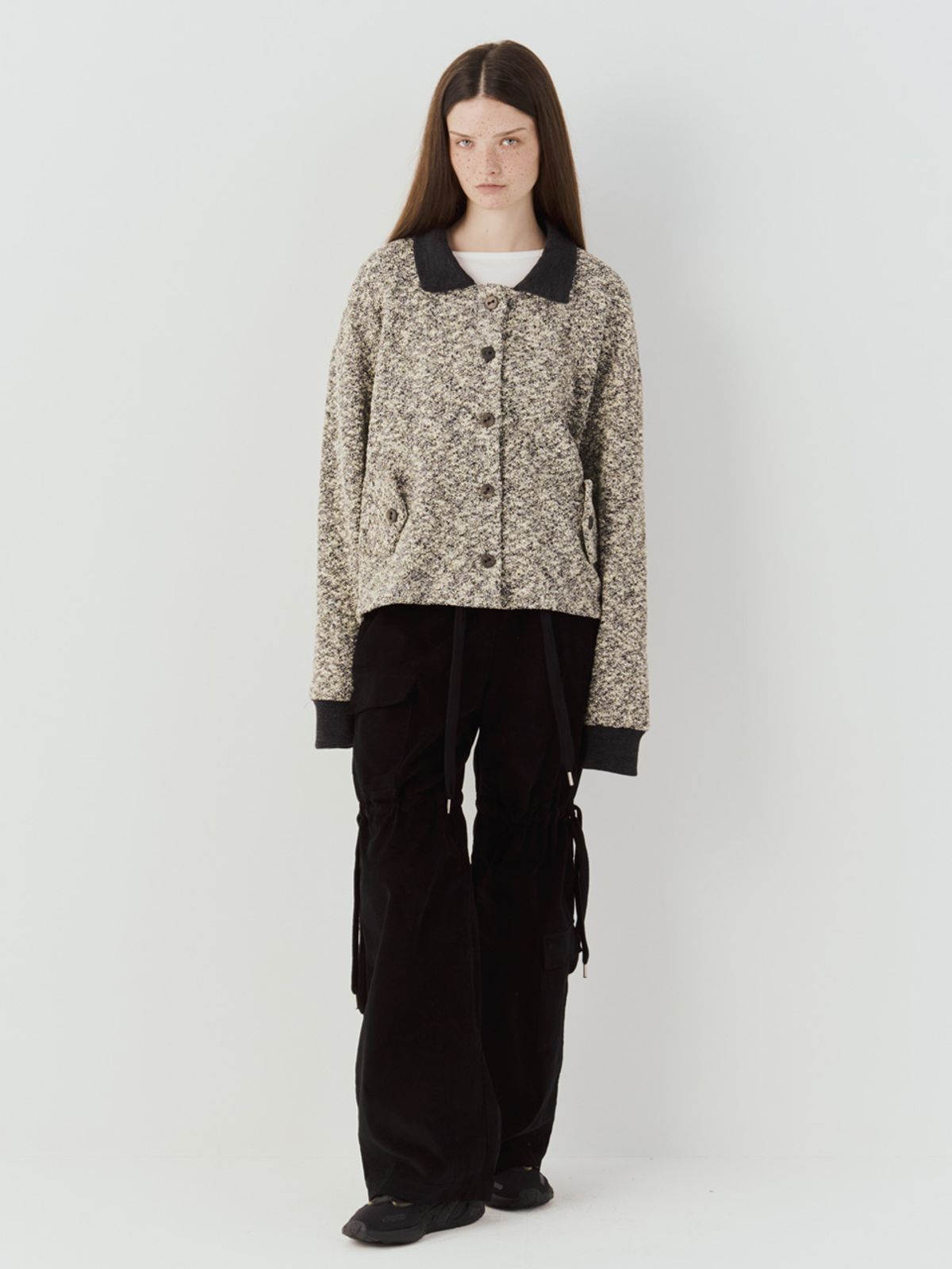 쎄쎄쎄(SETSETSET) COLLAR KNIT BUTTON JACKET (IVORY)