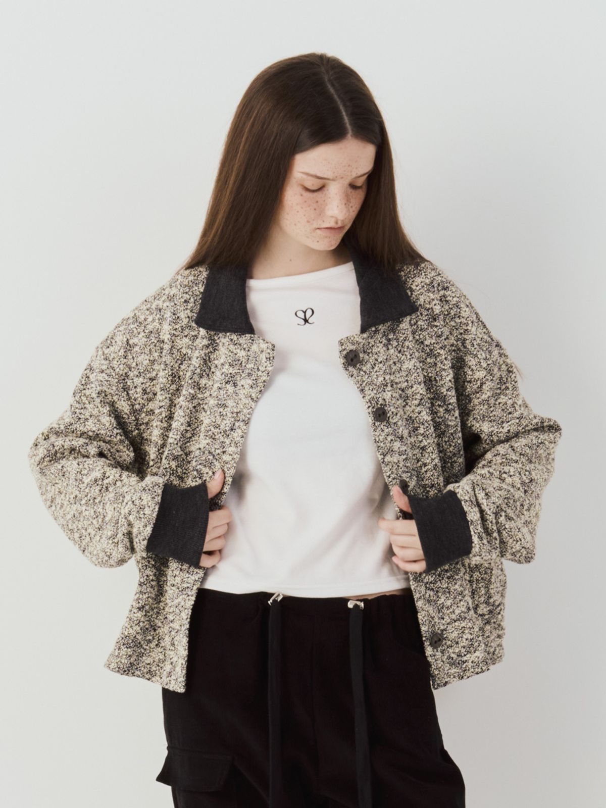 쎄쎄쎄(SETSETSET) COLLAR KNIT BUTTON JACKET (IVORY)