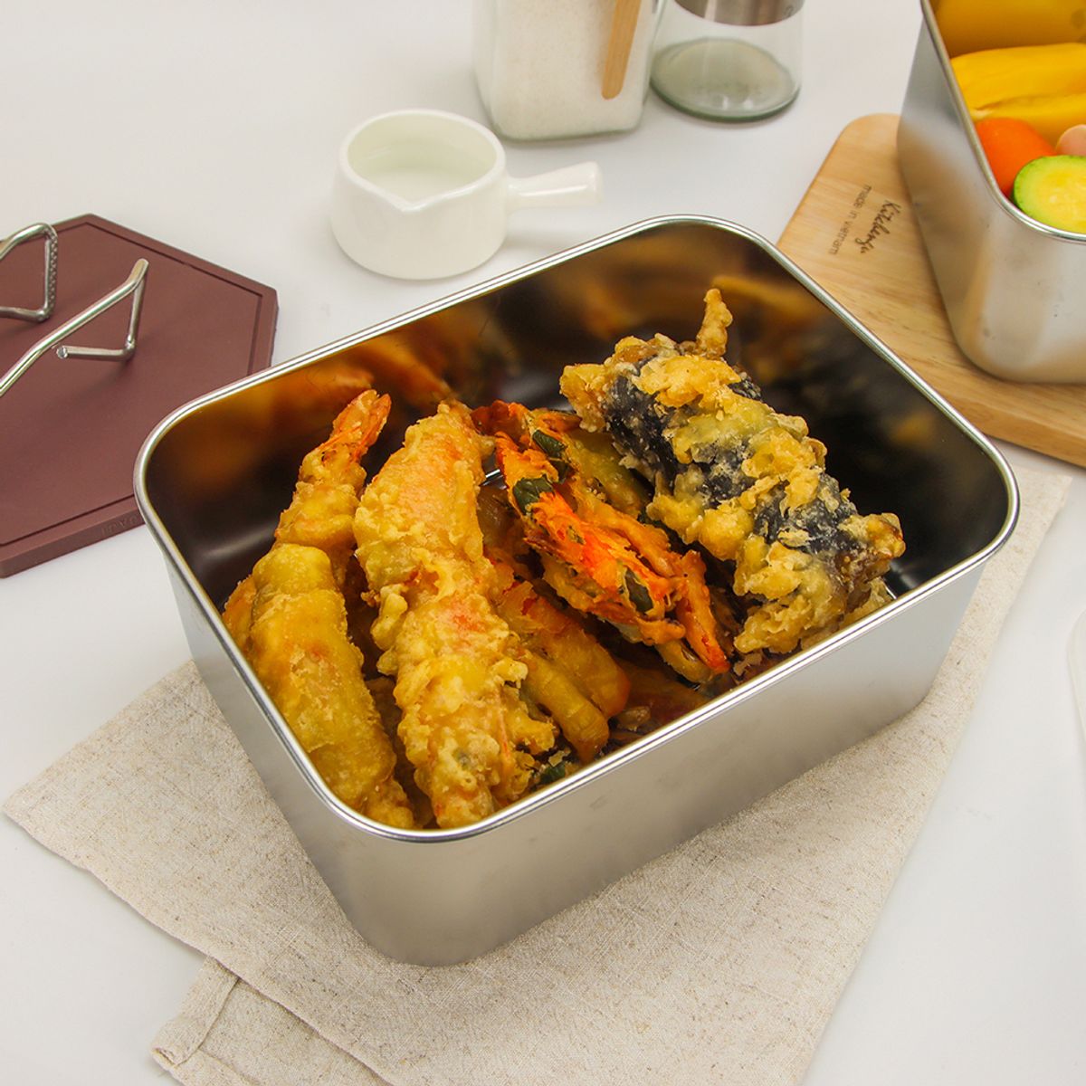 키친구(KITCHENGU) 스텐 깊은 사각밧드 뚜껑 거름망포함 중 + 대
