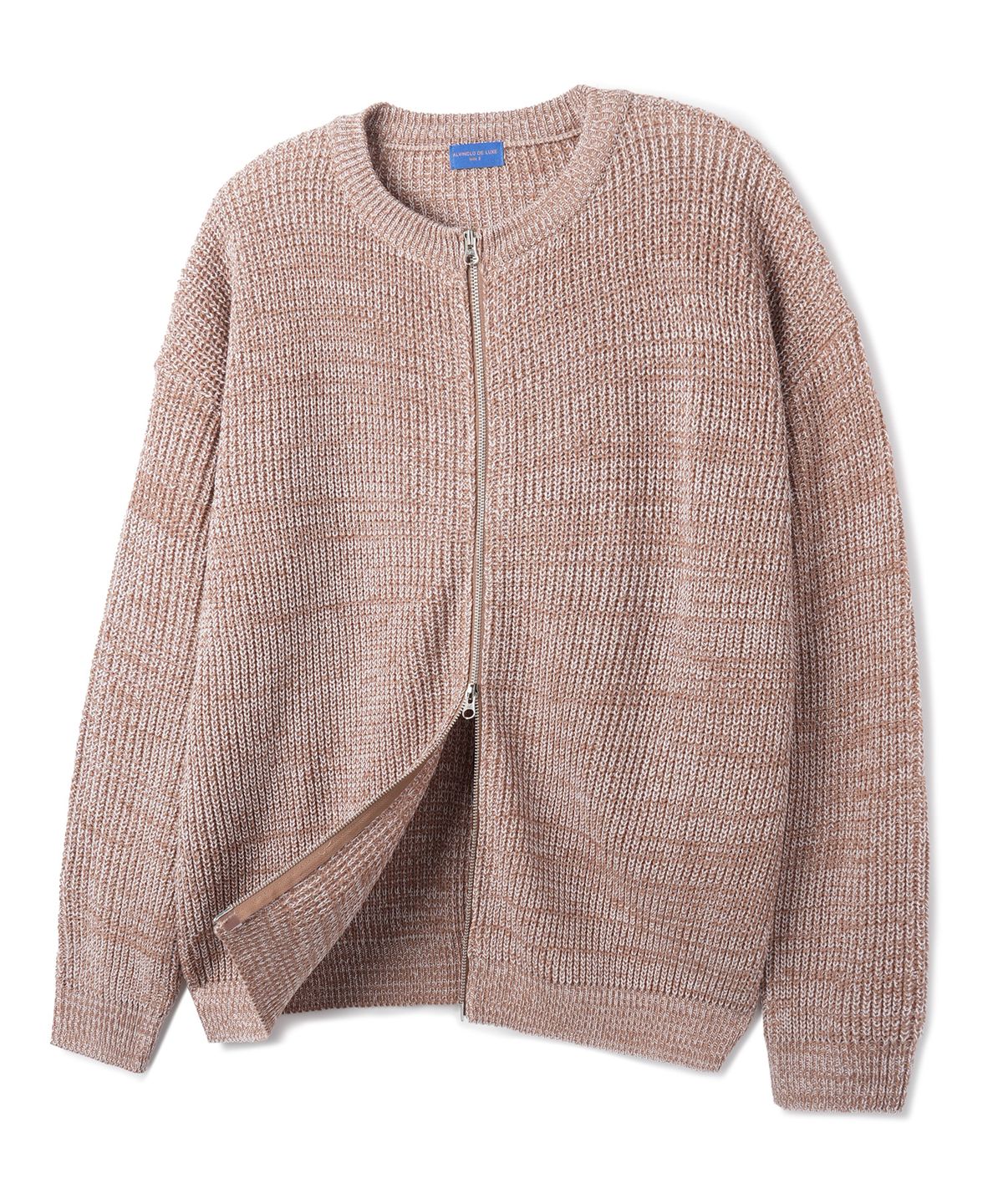 앨빈클로(ALVINCLO) [DE LUXE] 믹스 라운드 니트 집업 DLX1503 (2 COLOR)