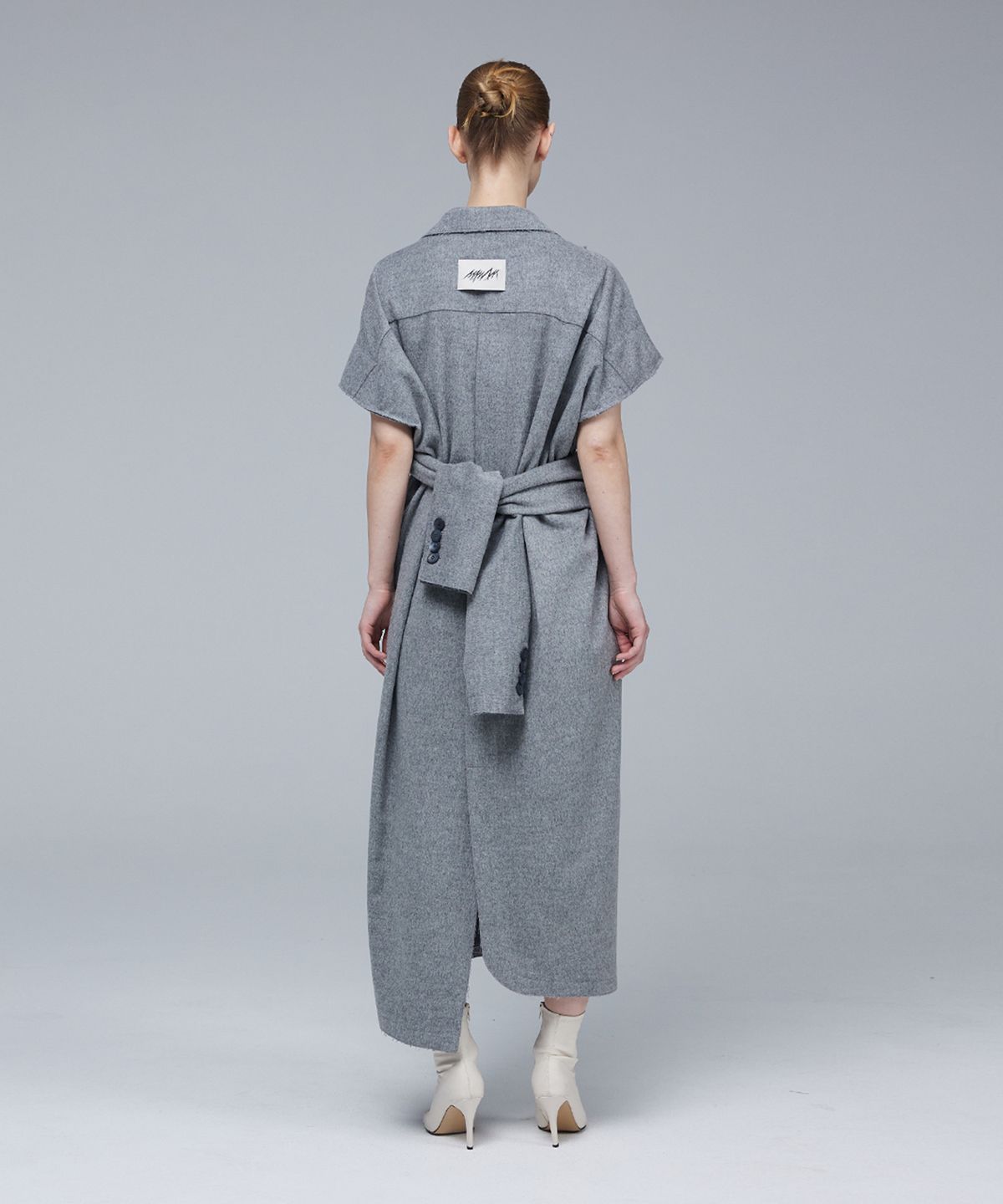므아므(MMAM) Wool tie sleeve detail coat dress