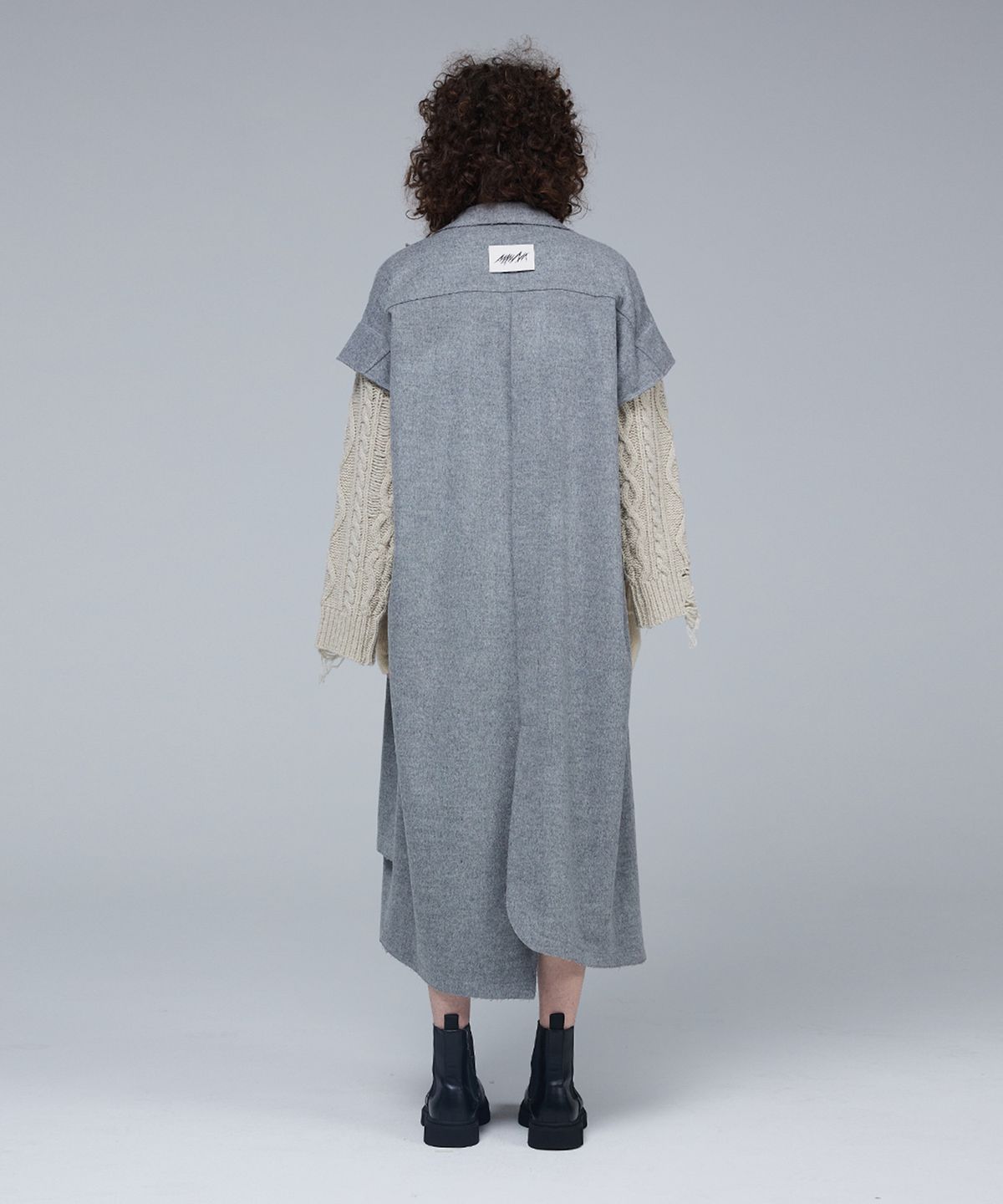 므아므(MMAM) Wool tie sleeve detail coat dress