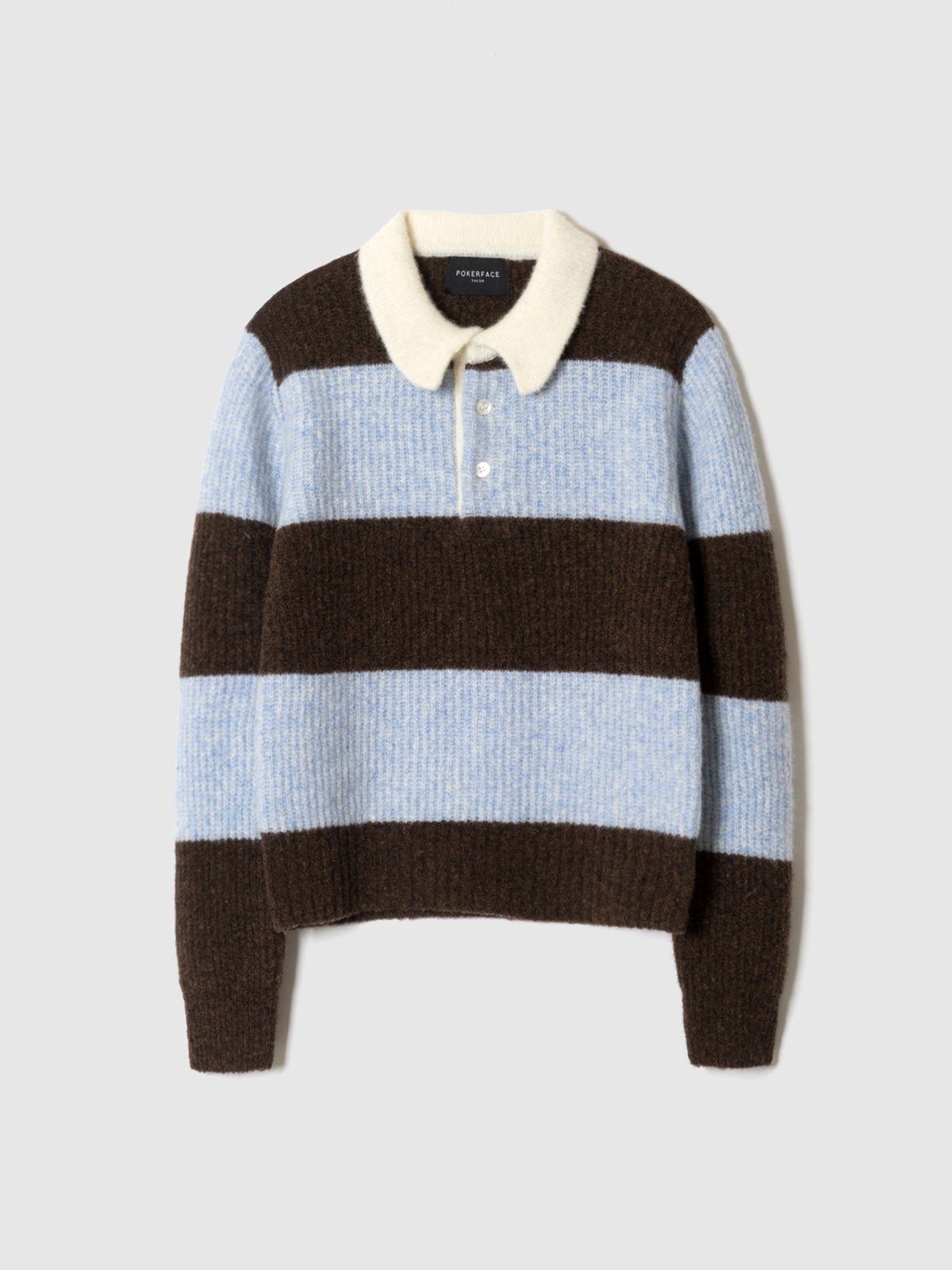 포커페이스(POKERFACE) (W)RUGBY SWEATER BLUE/BROWN