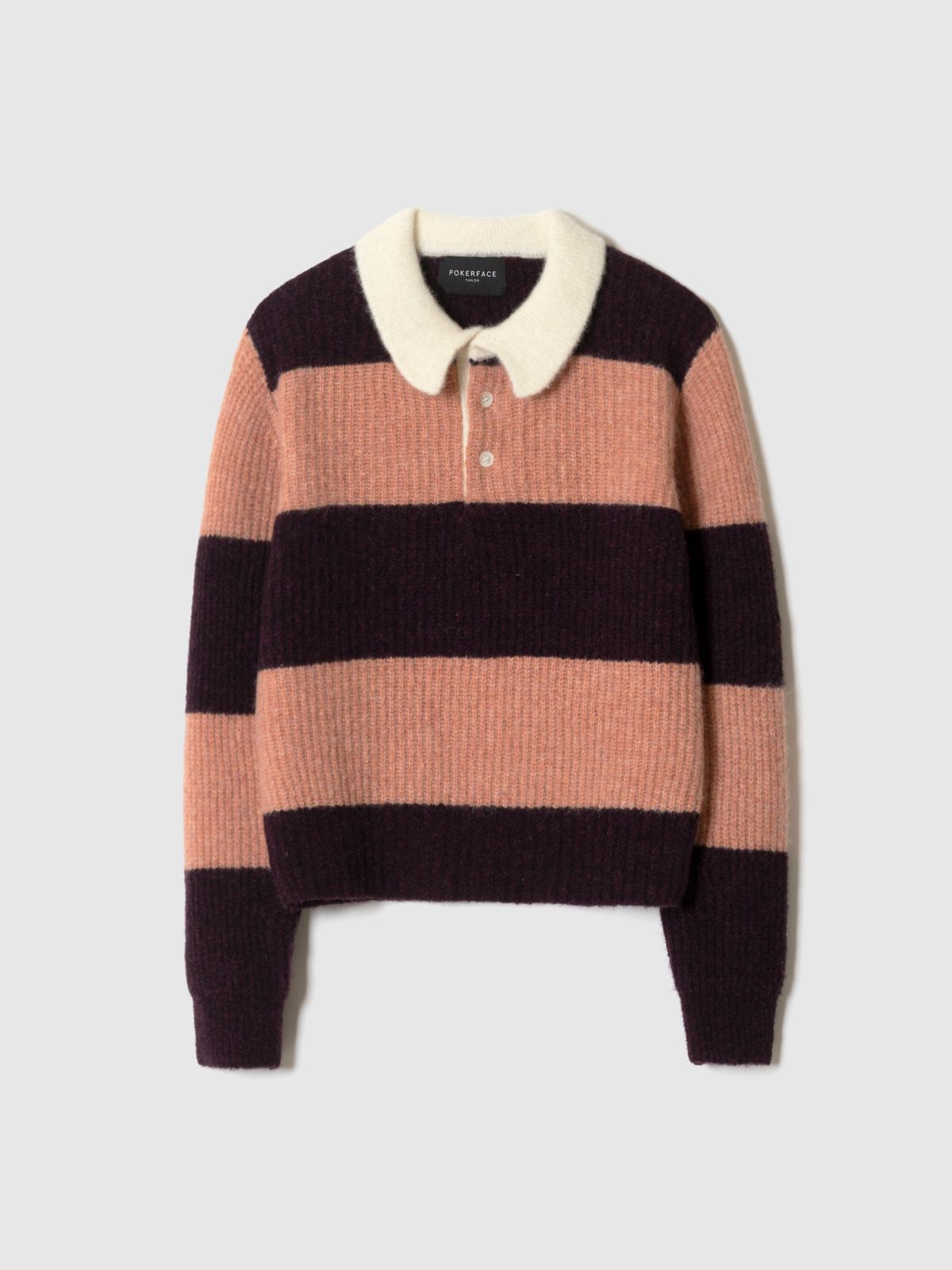 포커페이스(POKERFACE) (W)RUGBY SWEATER DEEP PEACH/BURGUNDY