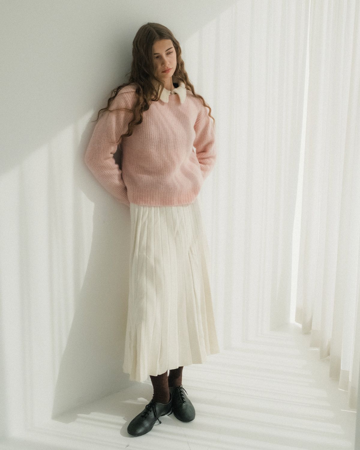 포커페이스(POKERFACE) (W)COMFORT ROUND NECK KINT PINK