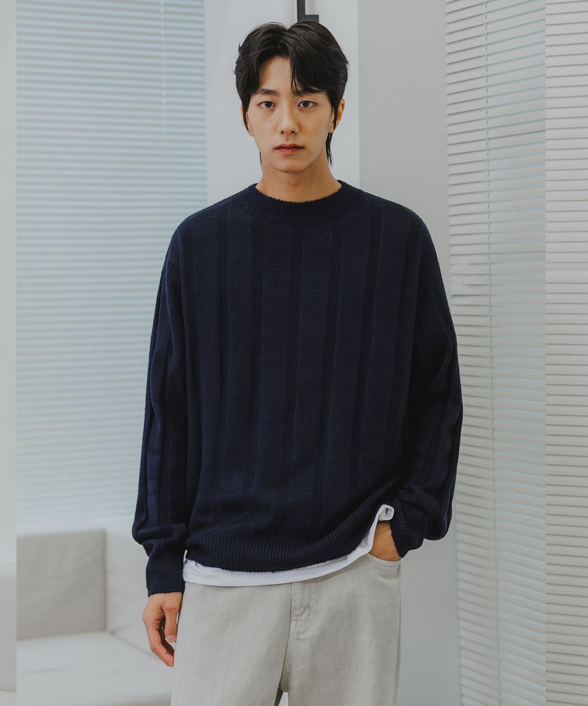 앨빈클로(ALVINCLO) [DE LUXE] 덱스 라운드 니트 DLX1509 (4 COLOR)