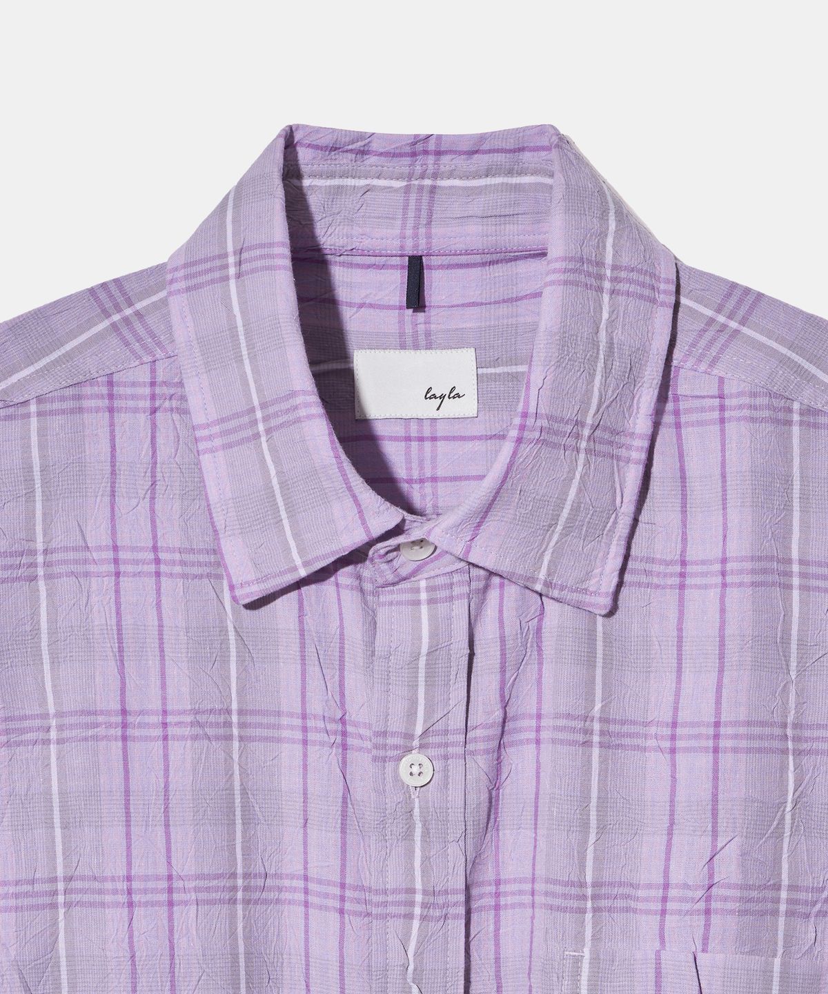 다이아몬드 레이라(DIAMOND LAYLA) Detachable Crease Check Shirt S167 Pale Pink Purple